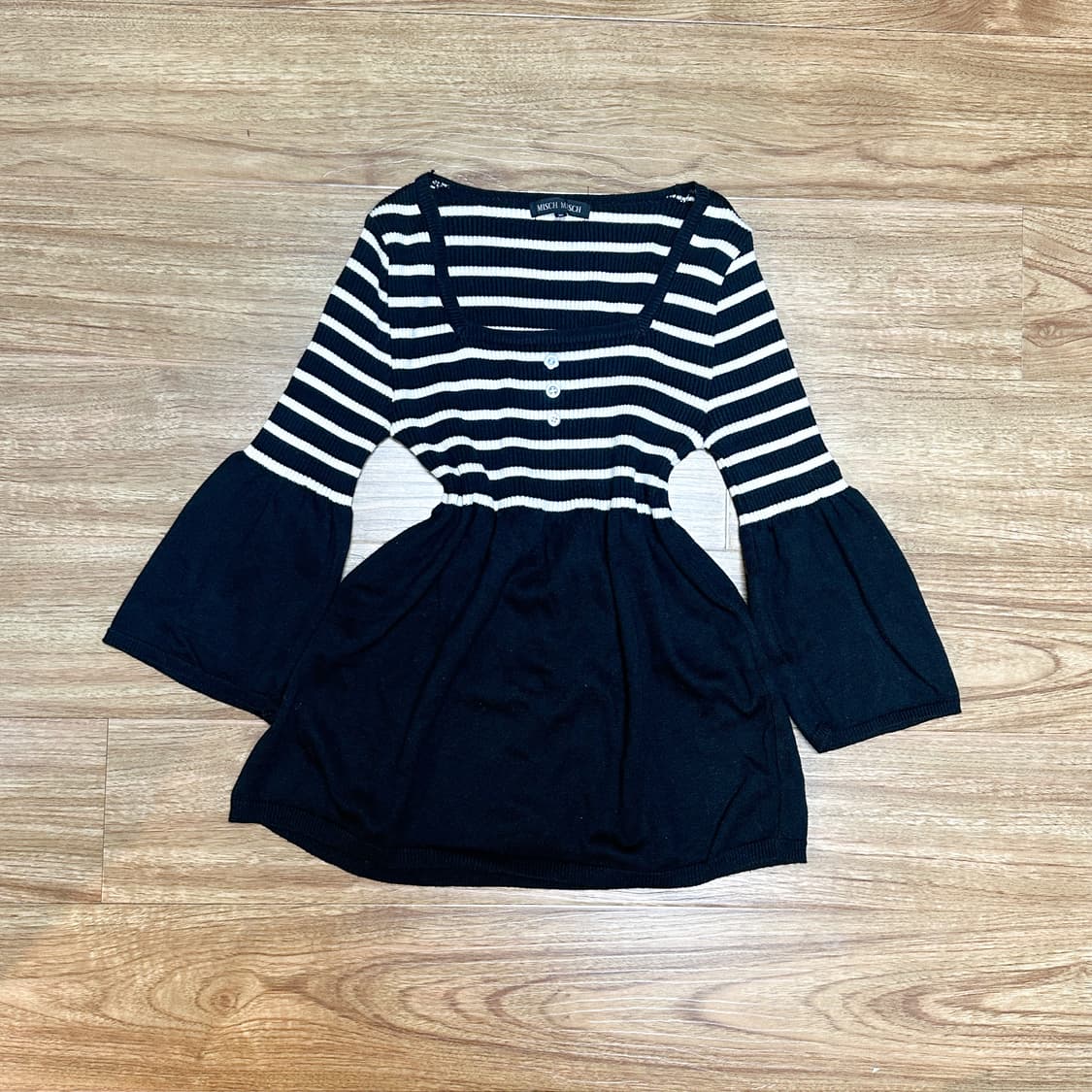 빈티지 스트라이프 단추 티셔츠 히메갸루 로걀 라떼 모리걸 코이세이오깔 상품이미지1