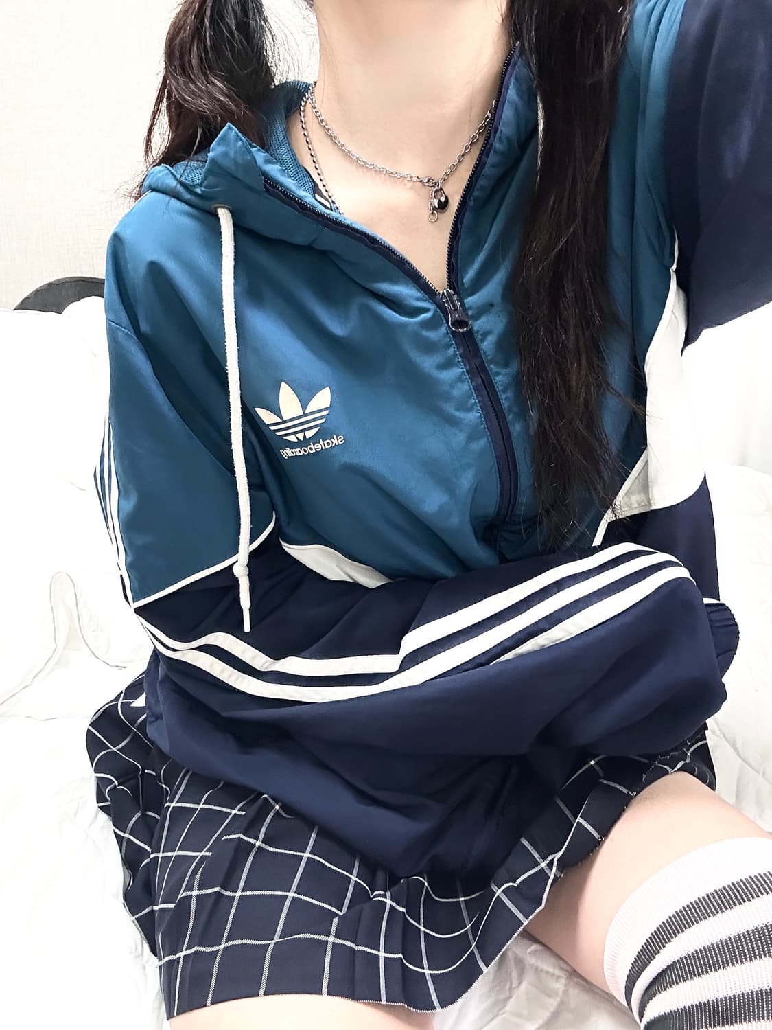 아디다스 스케이트보딩 삼선 배색 바람막이 상품이미지2
