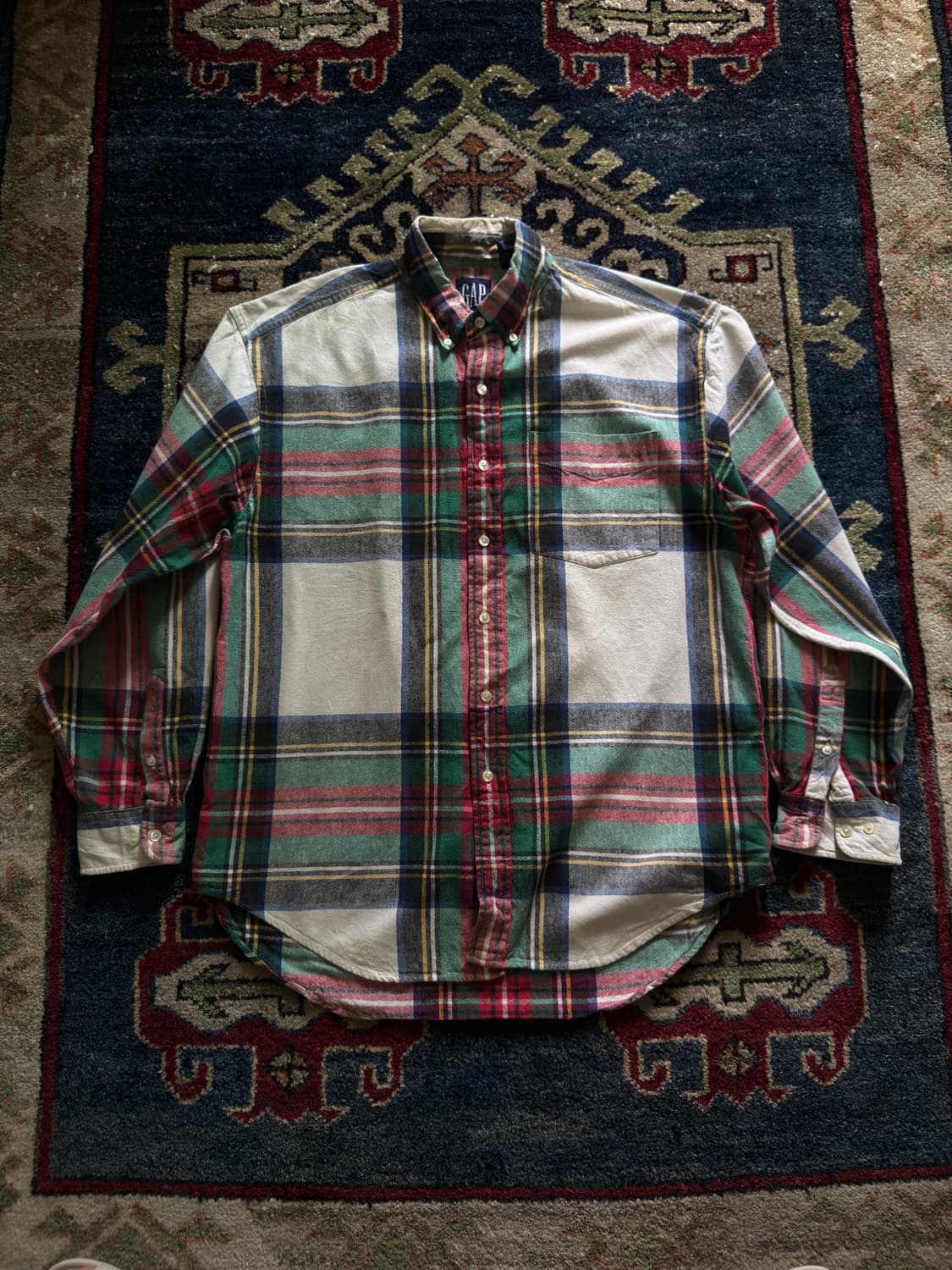 90s Gap mix check button down shirt 상품이미지1