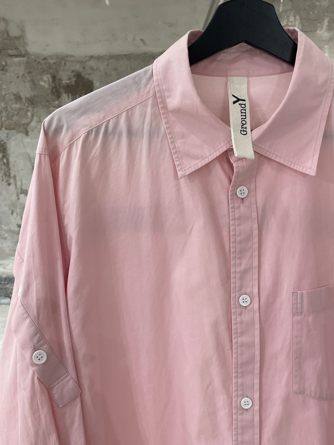 요지 야마모토 ground y 핑크 요크 버튼 원 포켓 코튼 셔츠 상품이미지2