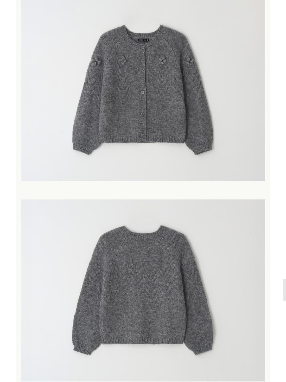 론론 HANDMADE FLOWER CABLE PUFF KNIT CARDI 상품이미지3