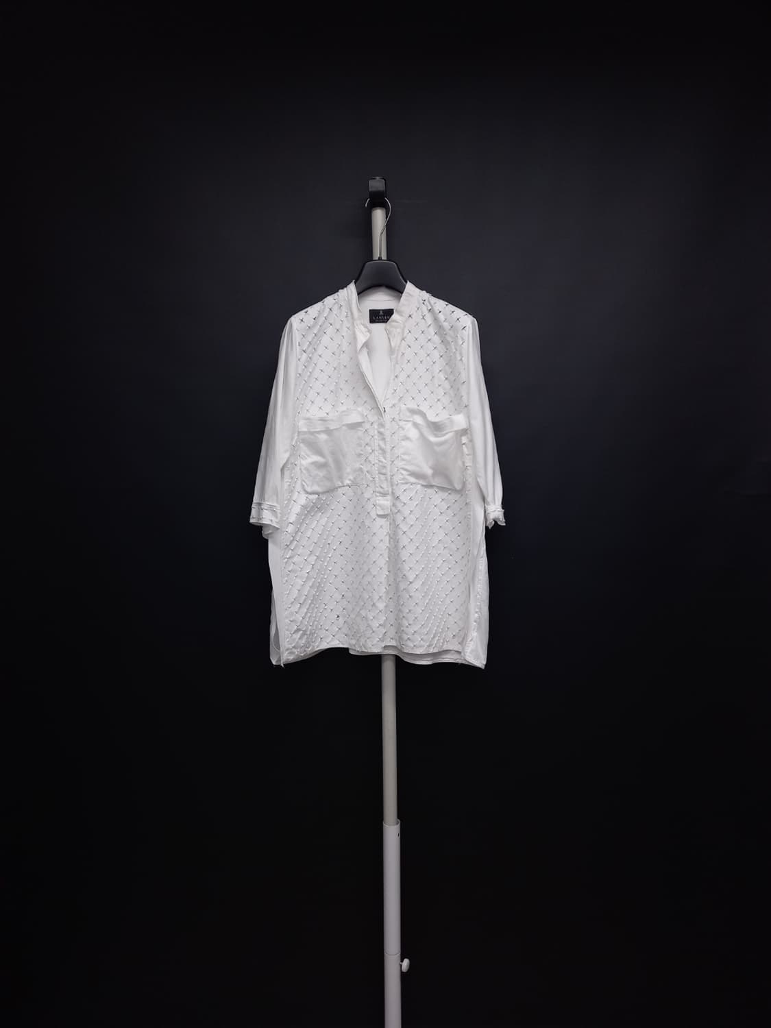 랑방 춘하추 펀칭아일렛 7부 블라우스 44-66 상품이미지1