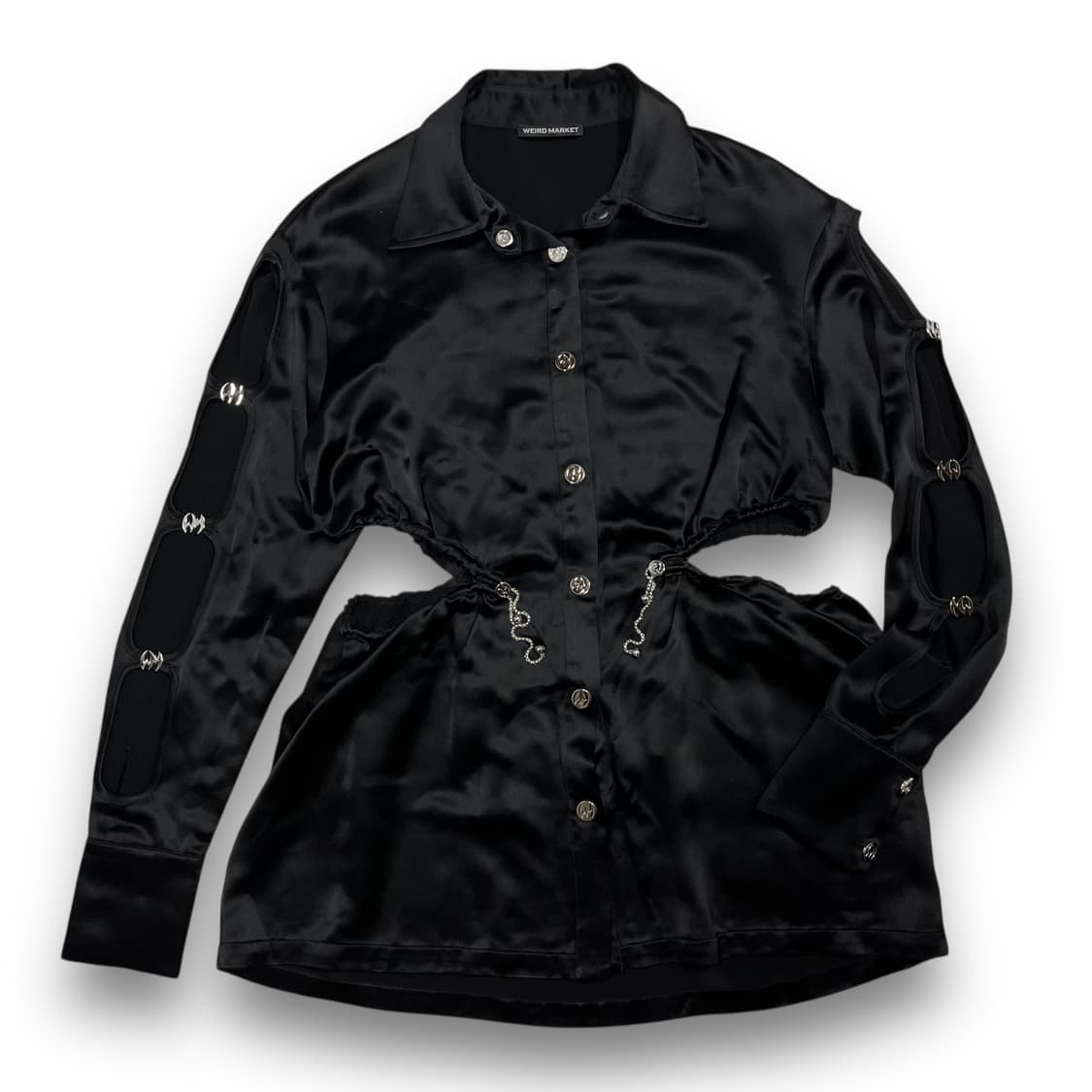 위어드 마켓 락시그 사이드 엠블럼 로고 글로시 원피스 상품이미지2