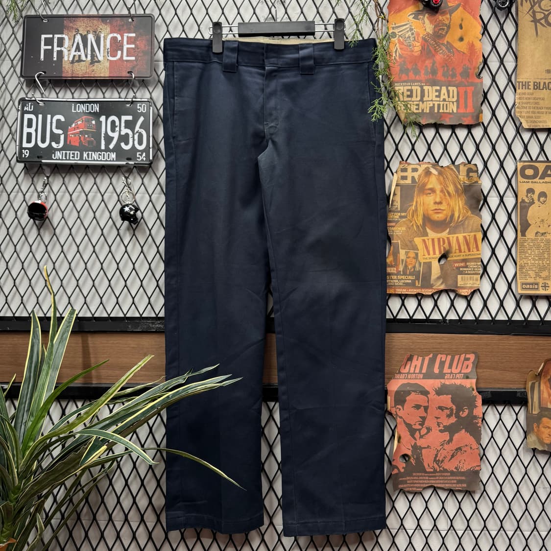 디키즈 슬림 스트레이드 핏 코튼 팬츠 후면 로고 포인트 네이비 상품이미지1