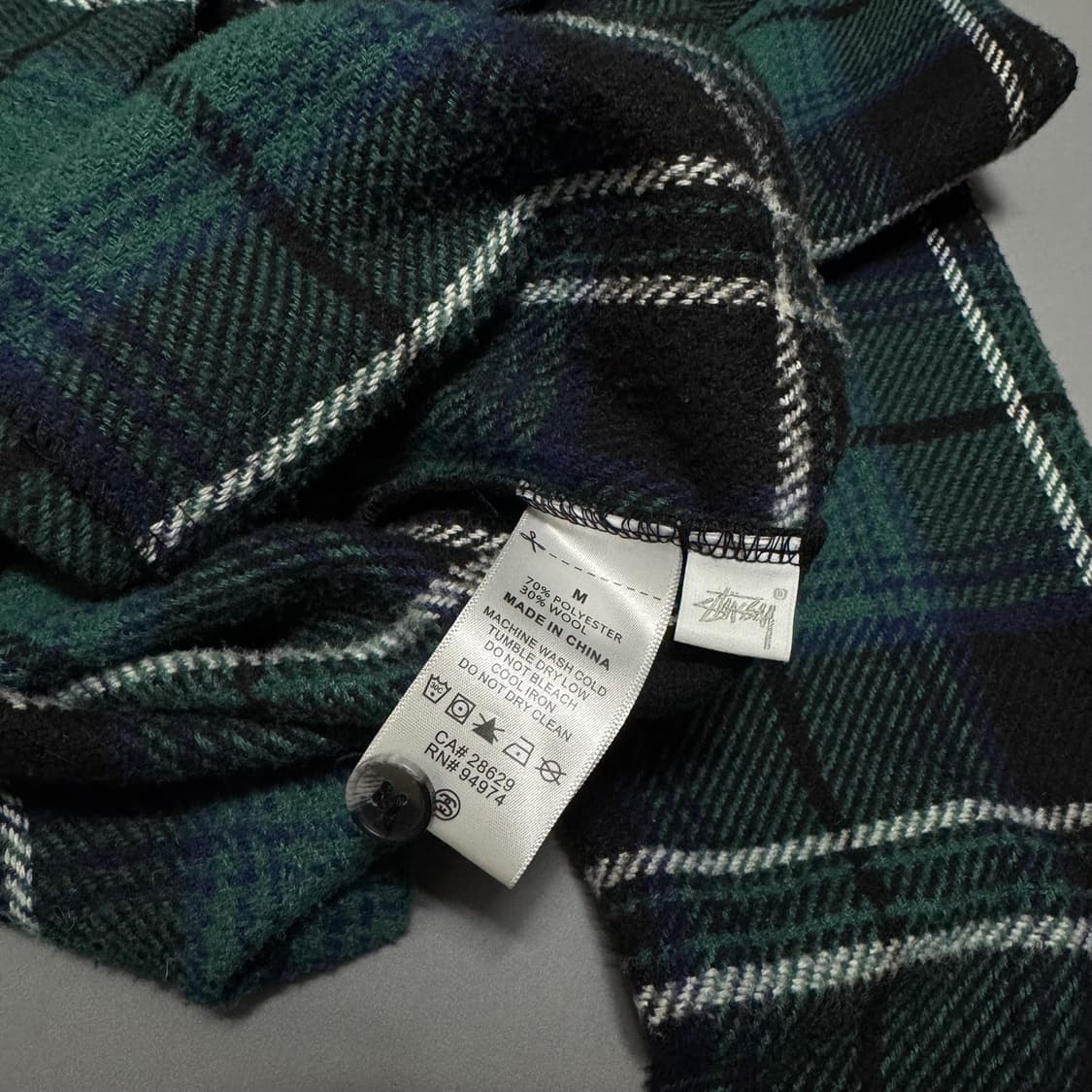 스투시(STUSSY) 그린컬러 플레이드 패턴 울 혼방 집업 블루종 자켓 상품이미지7