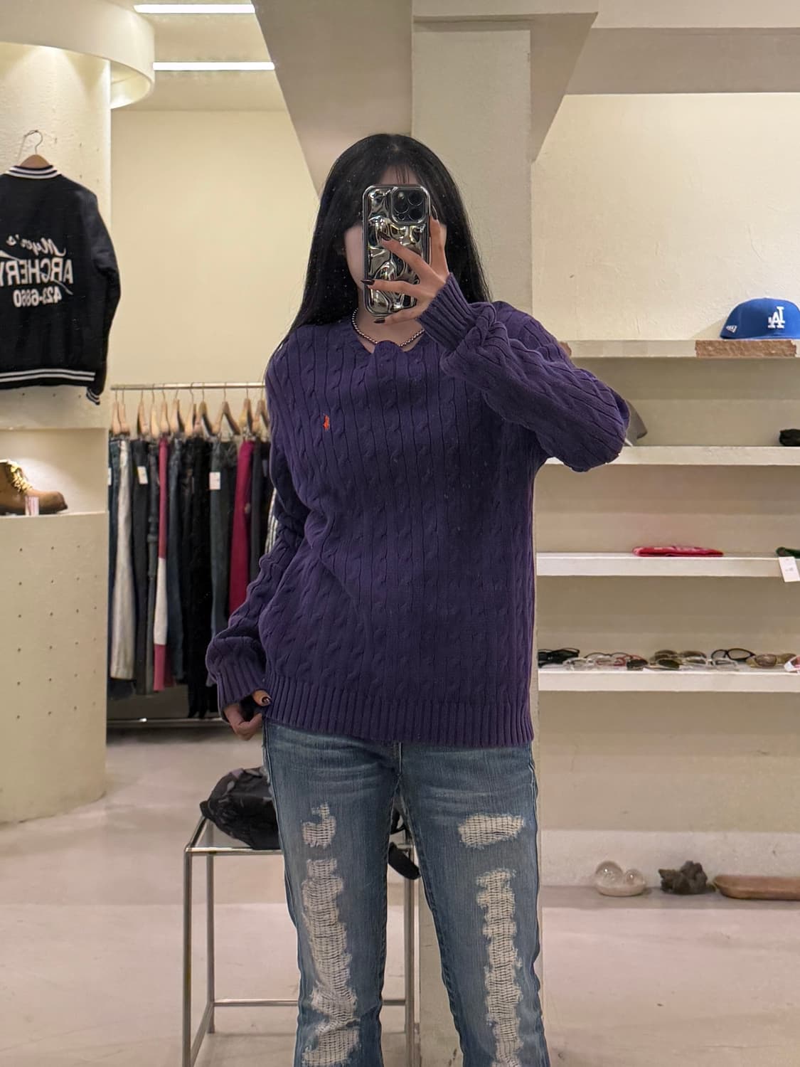 폴로 랄프로렌 케이블 퍼플 포니 니트 U1330 상품이미지1