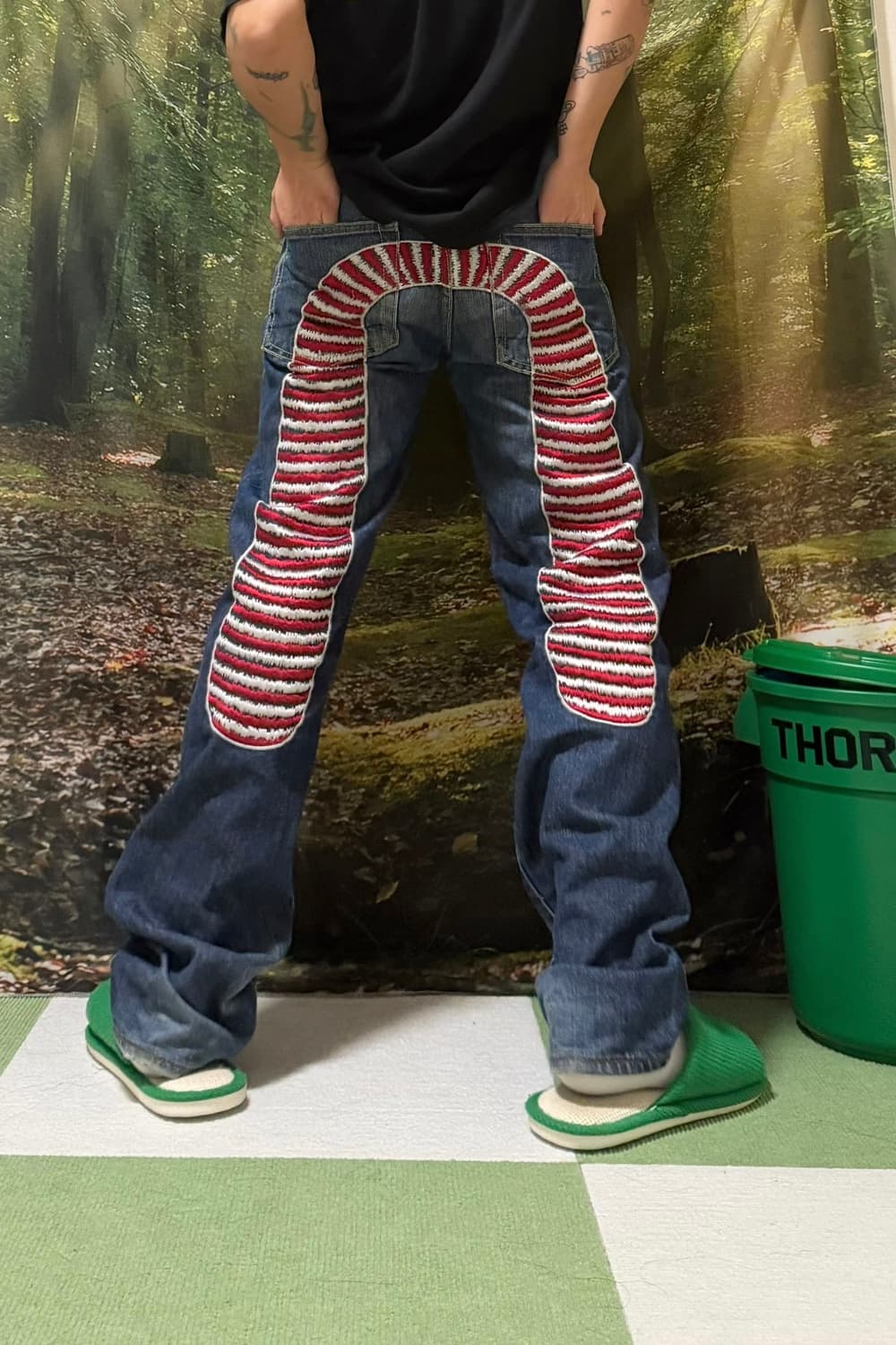 에비수 재팬 자수 백로고 데님 팬츠 상품이미지1