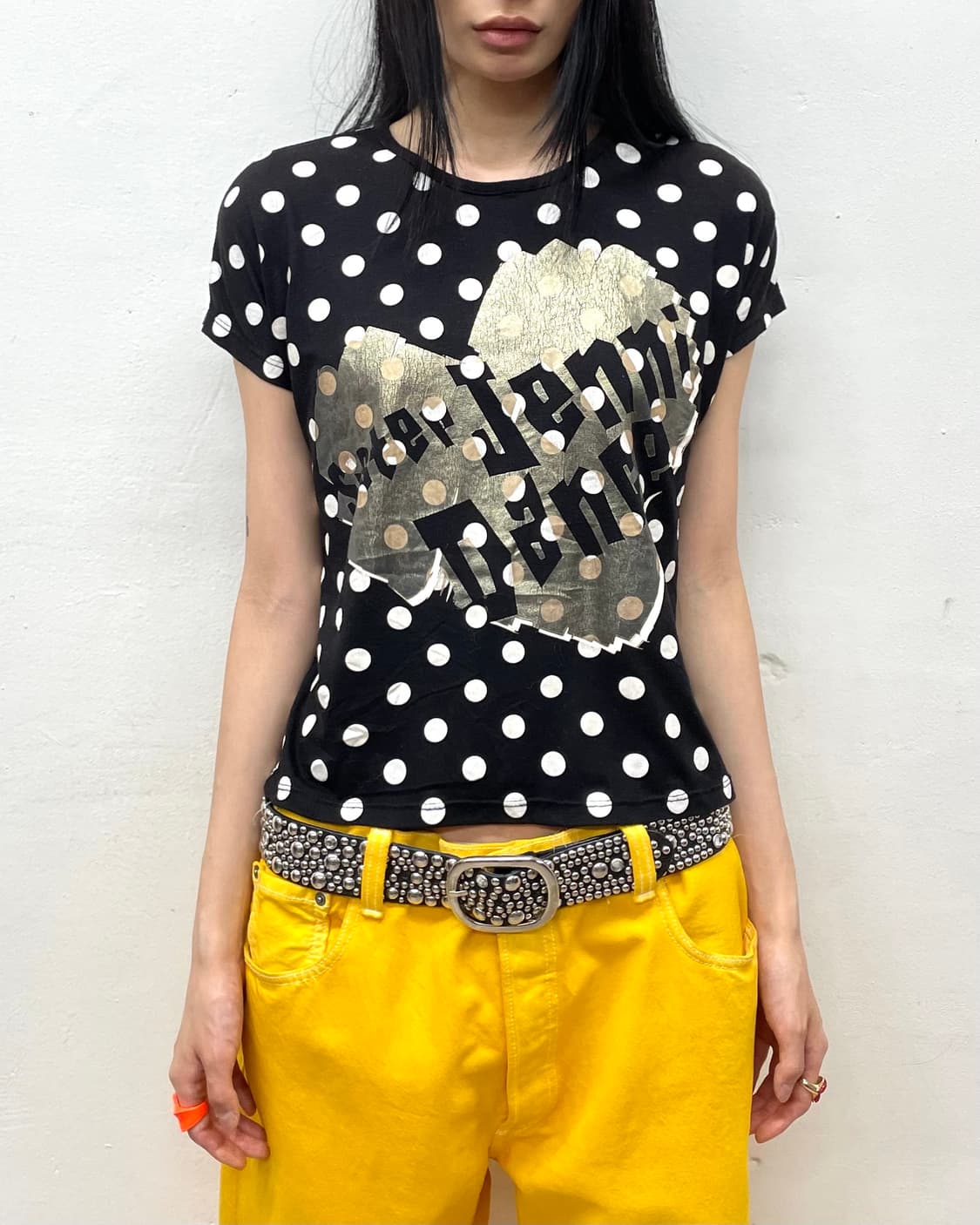 Gold Heart Dot Black T-Shirt  상품이미지2