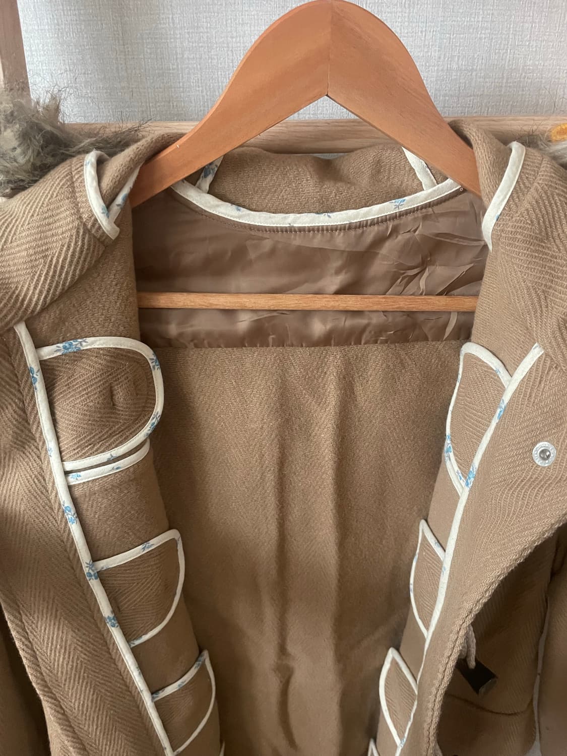 모리걸 빈티지 베이지 후드 퍼 떡코🤎 상품이미지5