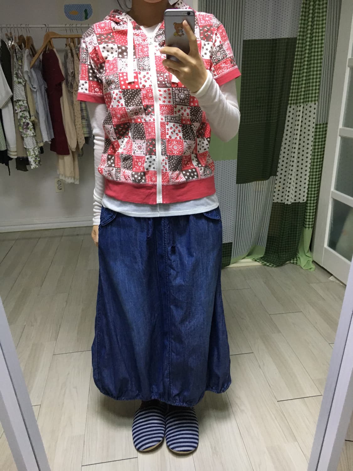 핑크-브라운 패치 후드 집업 상품이미지10