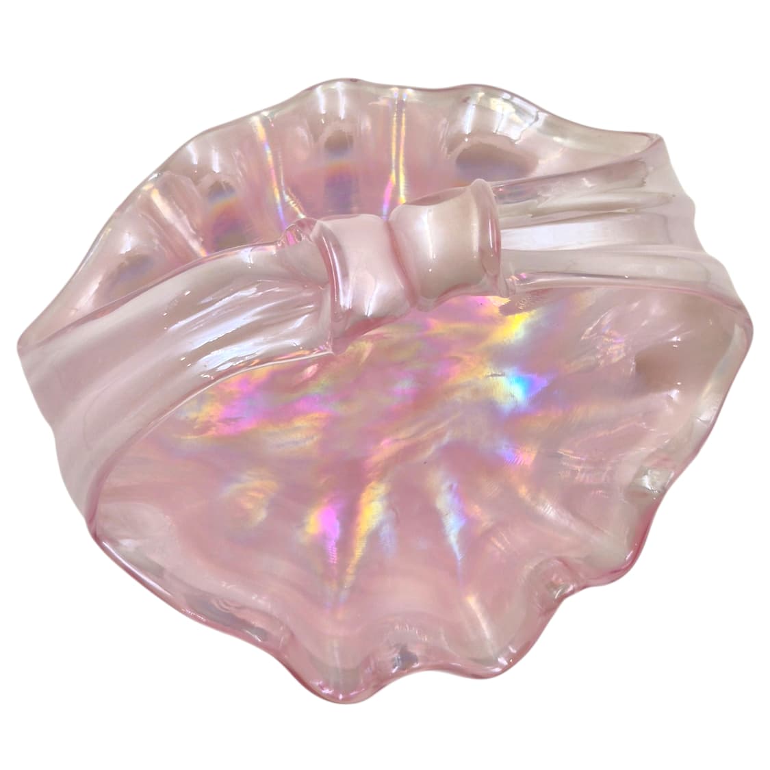 80s 쿠라타 핸드블로운 핑크 셸 리본 바구니 상품이미지2