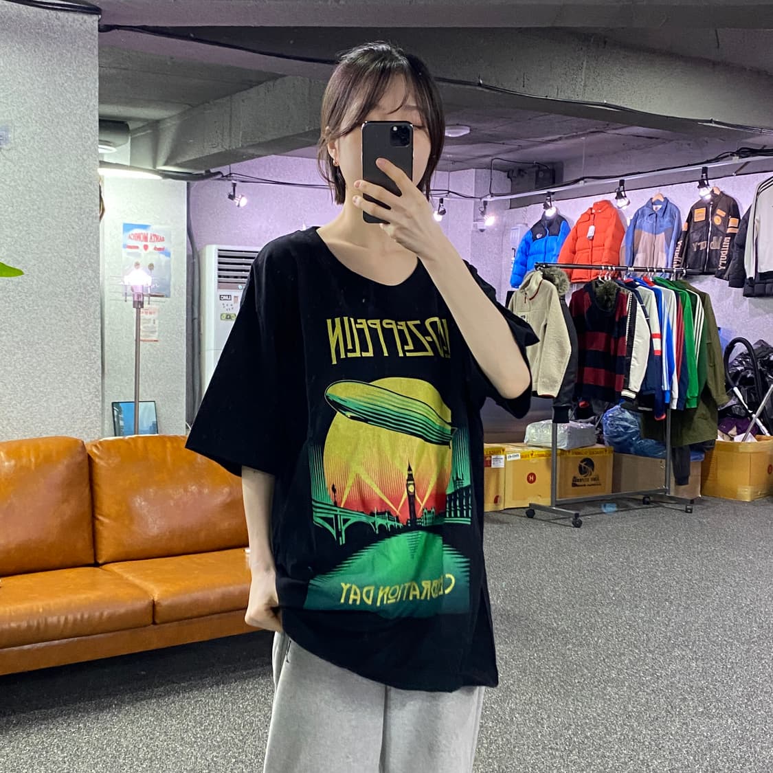 빈티지 브릿지 프린팅 반팔티 B4365 상품이미지1