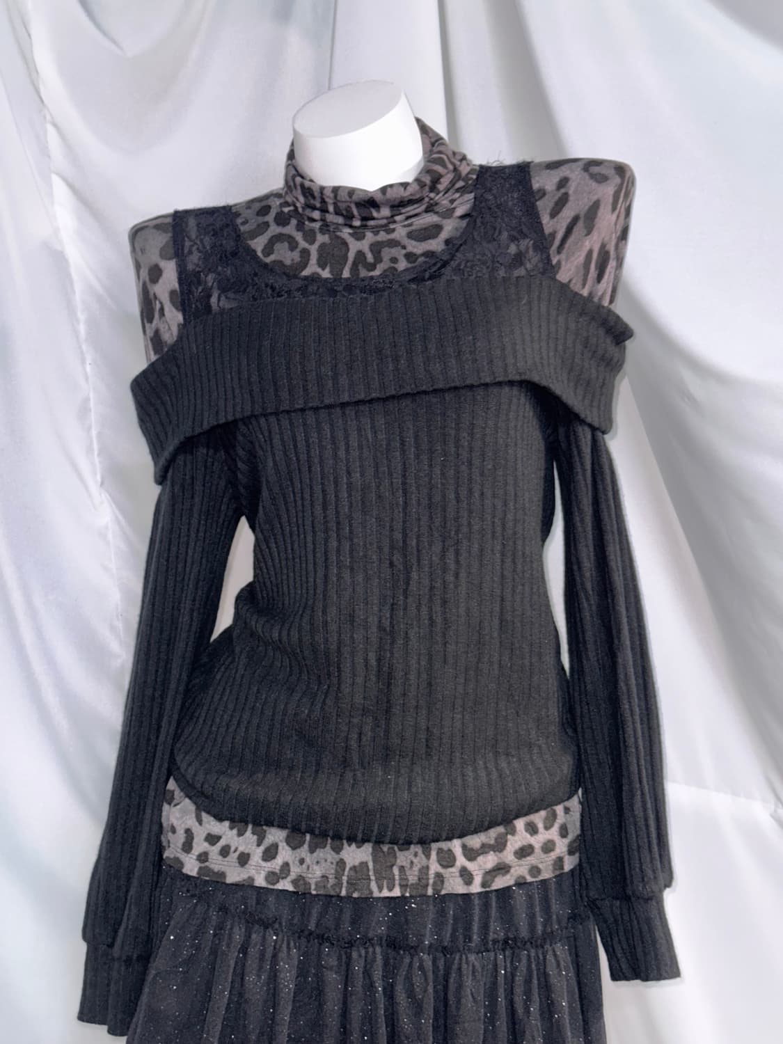 무채색 갸루 레오파드 데일리 고스고딕 코디세트  상품이미지4