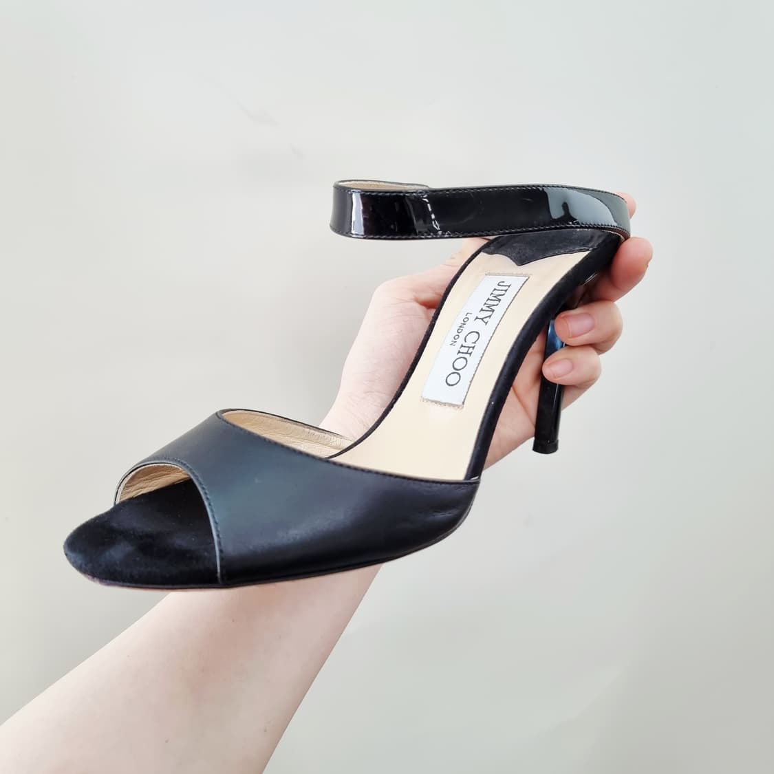 지미추 레더 샌들힐 하이힐 슈즈 구두 오픈토힐 (235/표기36.5) 상품이미지4