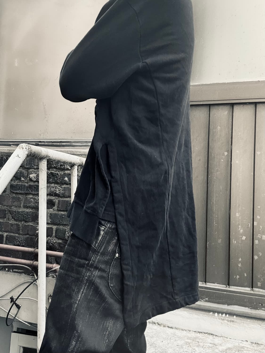 Ann demeulemeester 블랙 비대칭 코튼 셔츠 상품이미지6