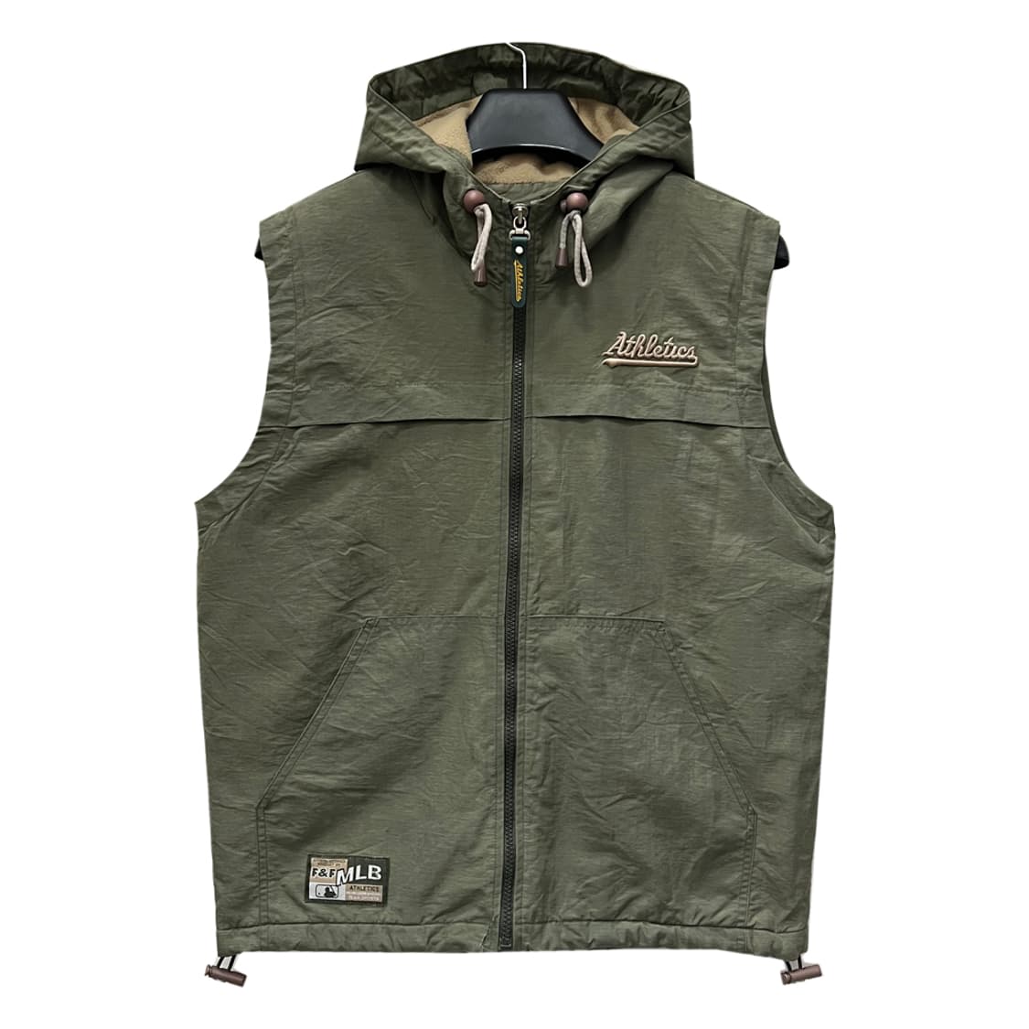 90s MLB 오클랜드 애슬레틱 플리스 후드 베스트 조끼 95 상품이미지2