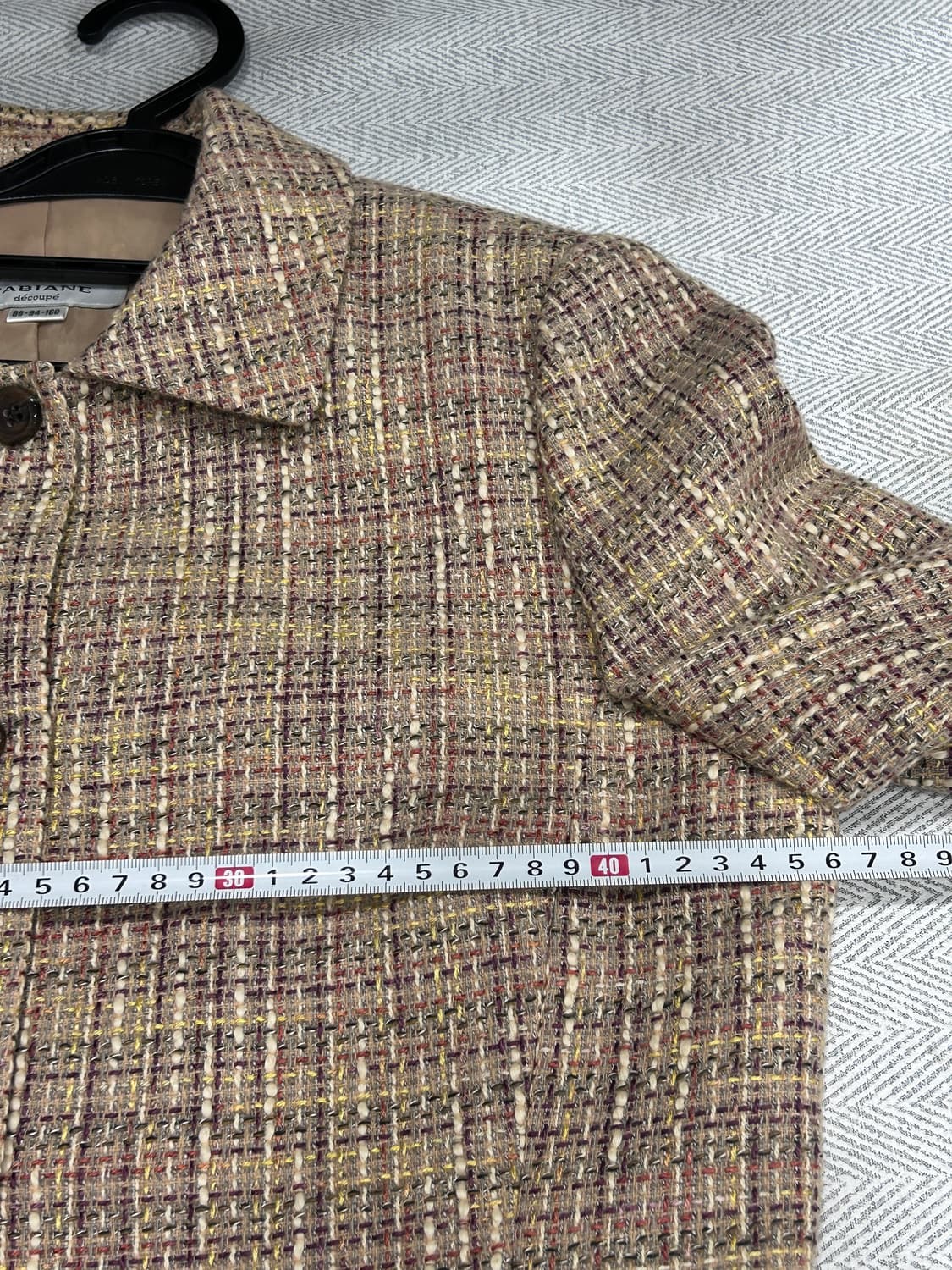 새상품급 파비안 울 트위드자켓 55 베이지 상품이미지10