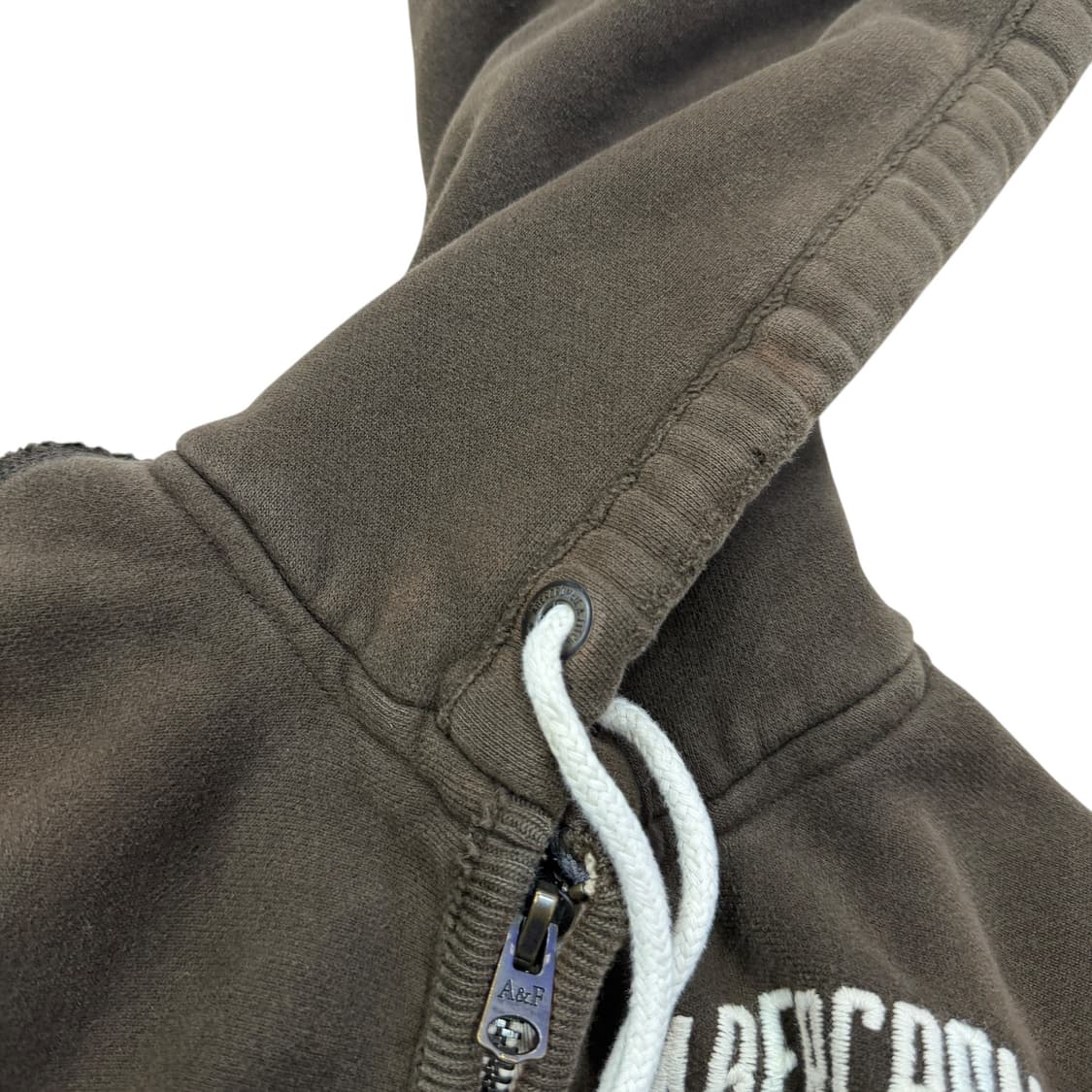 아베크롬비 빈티지 브라운 데미지 디테일 Y2K 기모 후드집업 자켓 M 상품이미지3