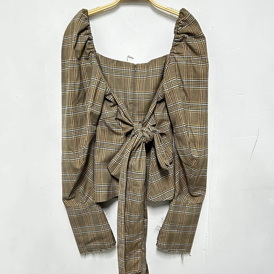 INSTANTFUCK 체크 패턴 스퀘어넥 블라우스 상품이미지2