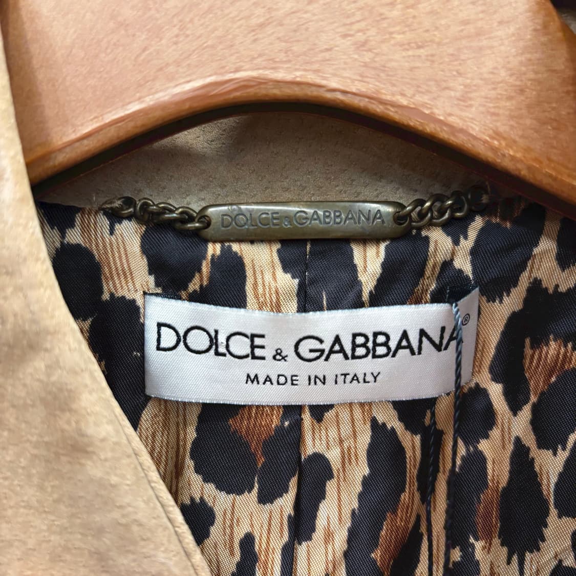 돌체앤가바나 트위드 스웨이드 콤비 자켓 레오파드 실크 안감 디테일 브라운 상품이미지6