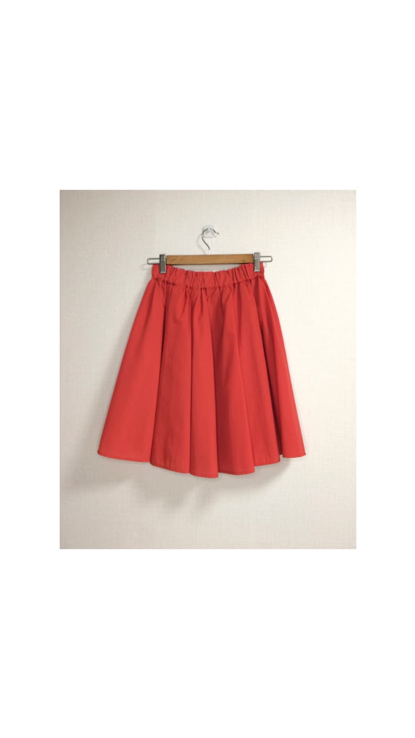 빈티지 레드 미디 밴딩 스커트 상품이미지4
