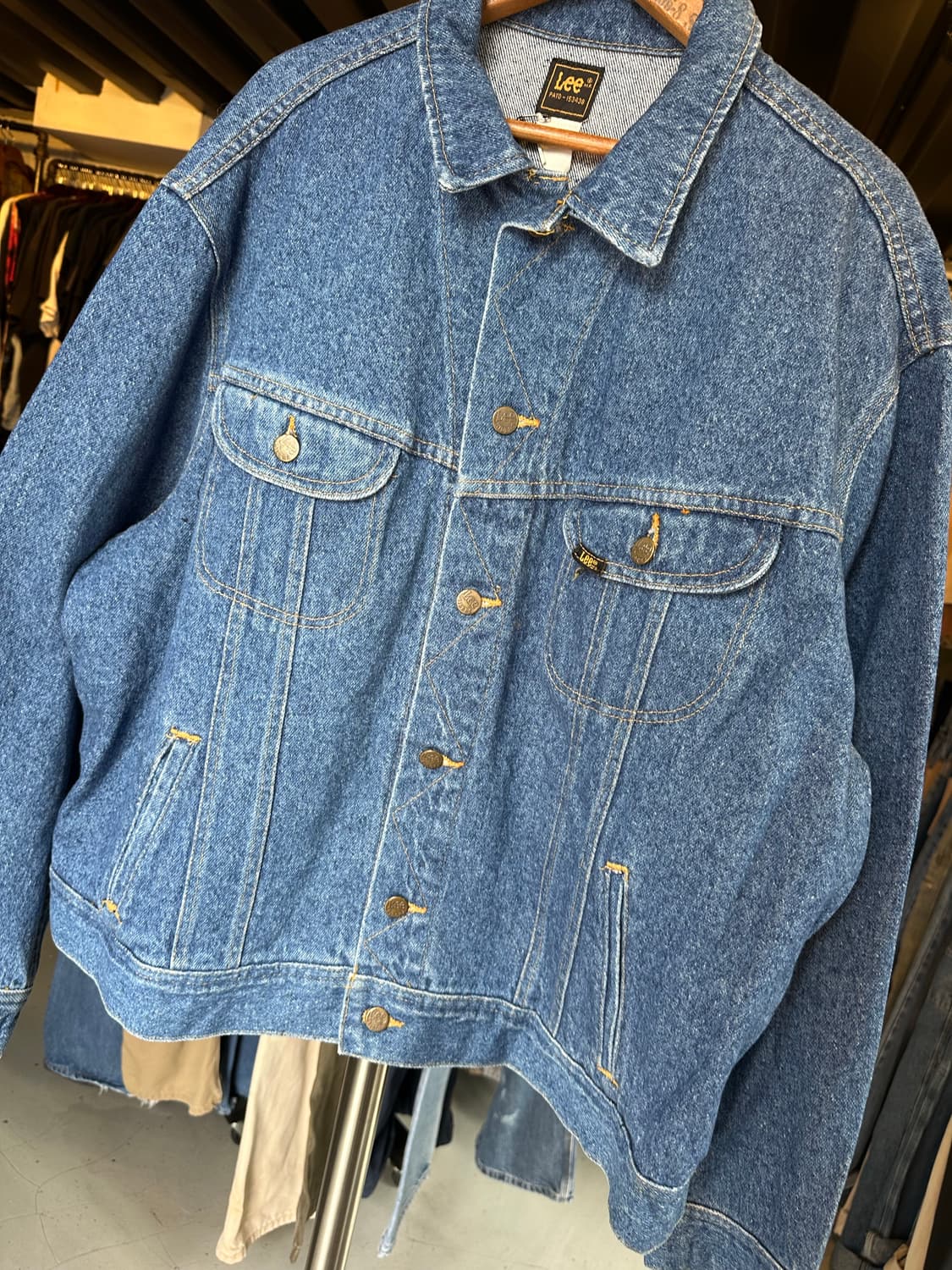 90s 리 Lee 핸드커스텀 데님 트러커 자켓 made in usa 상품이미지4