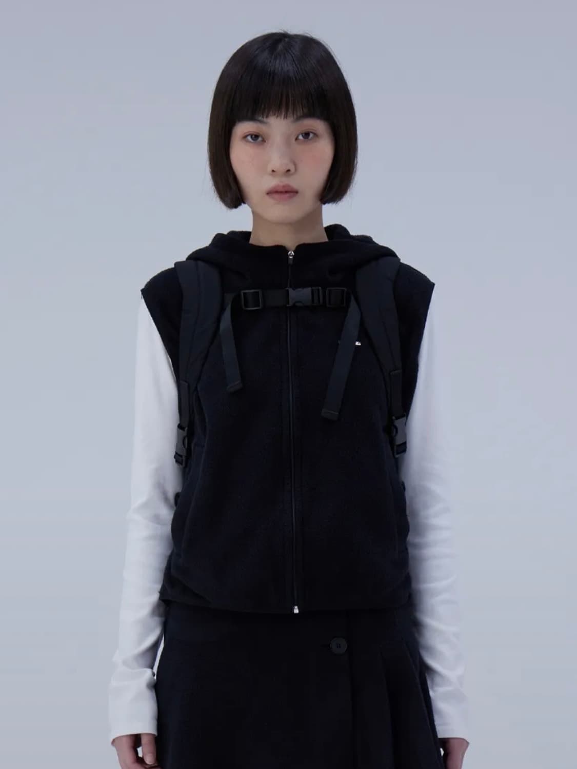 미세키서울 hoodie zip-up vest BLACK 상품이미지1
