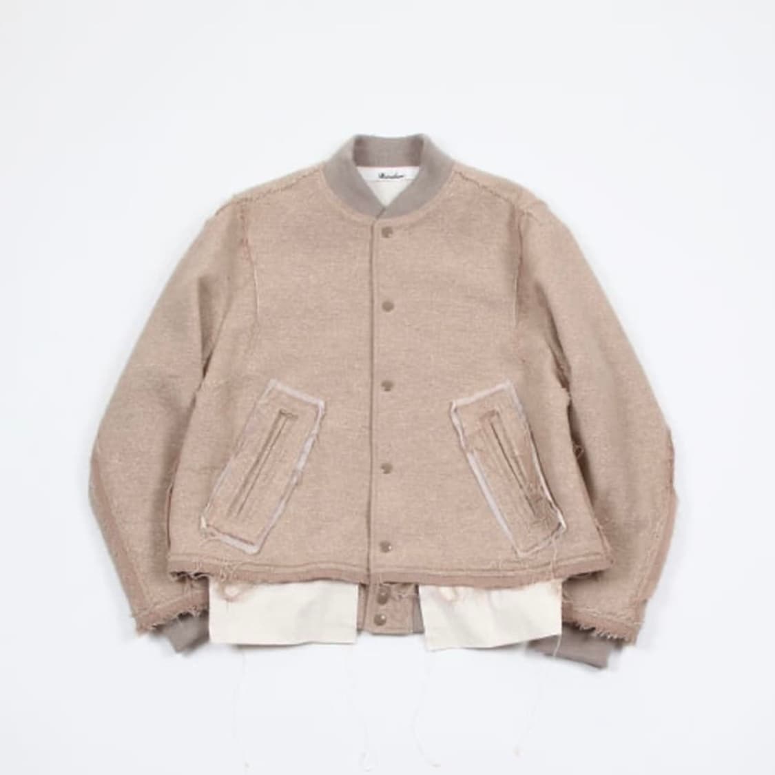 [S,100]미도리카와 컷 오프 울 바시티 자켓 상품이미지1