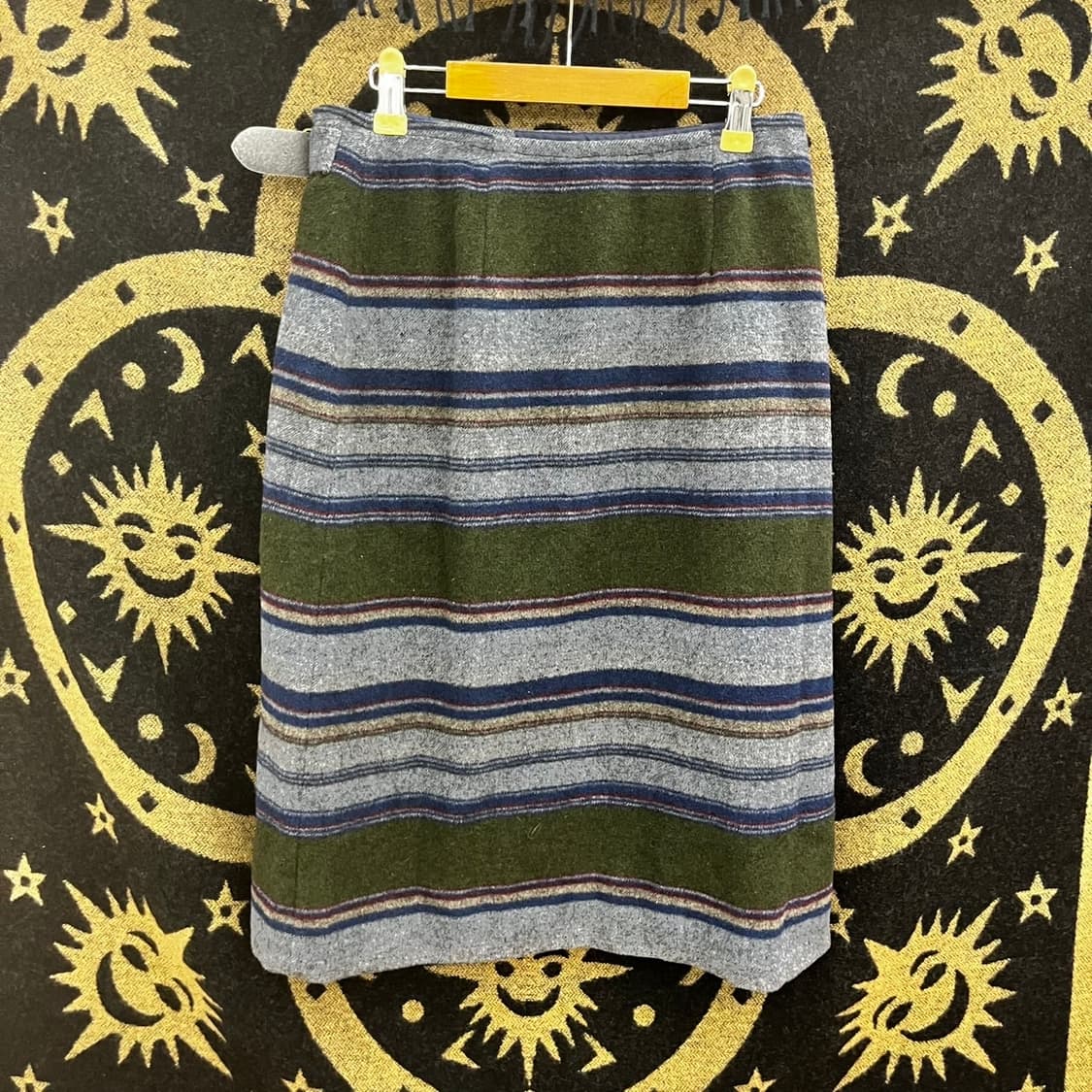빈티지 하구미 에스닉 히피 스트라이프 벨티드 미디스커트 K0126 상품이미지4