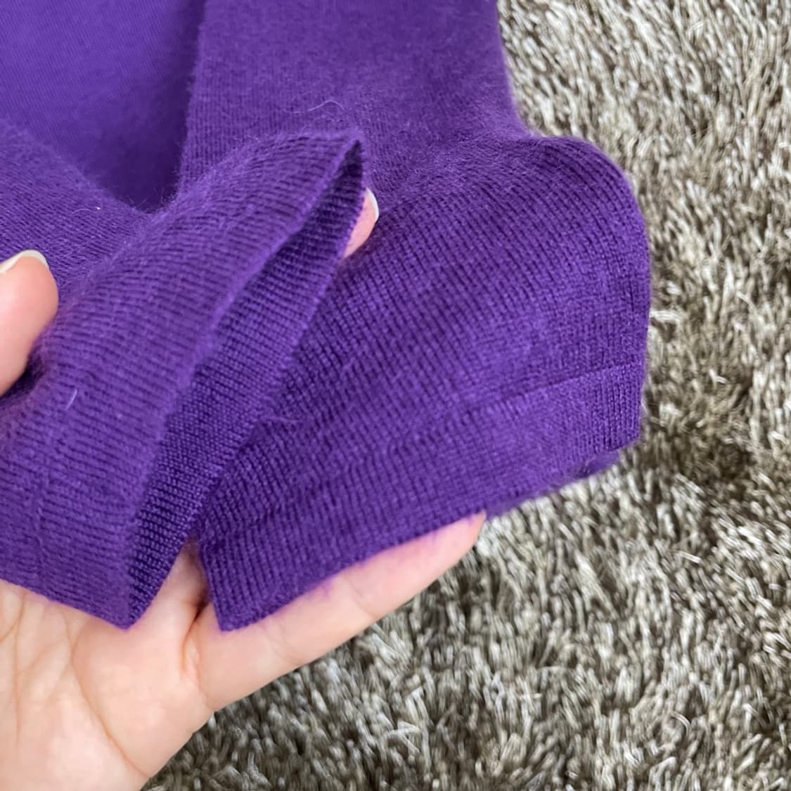 타임 TIME 퍼플 캐시미어100 타이 브이넥 니트 90(F) 상품이미지4