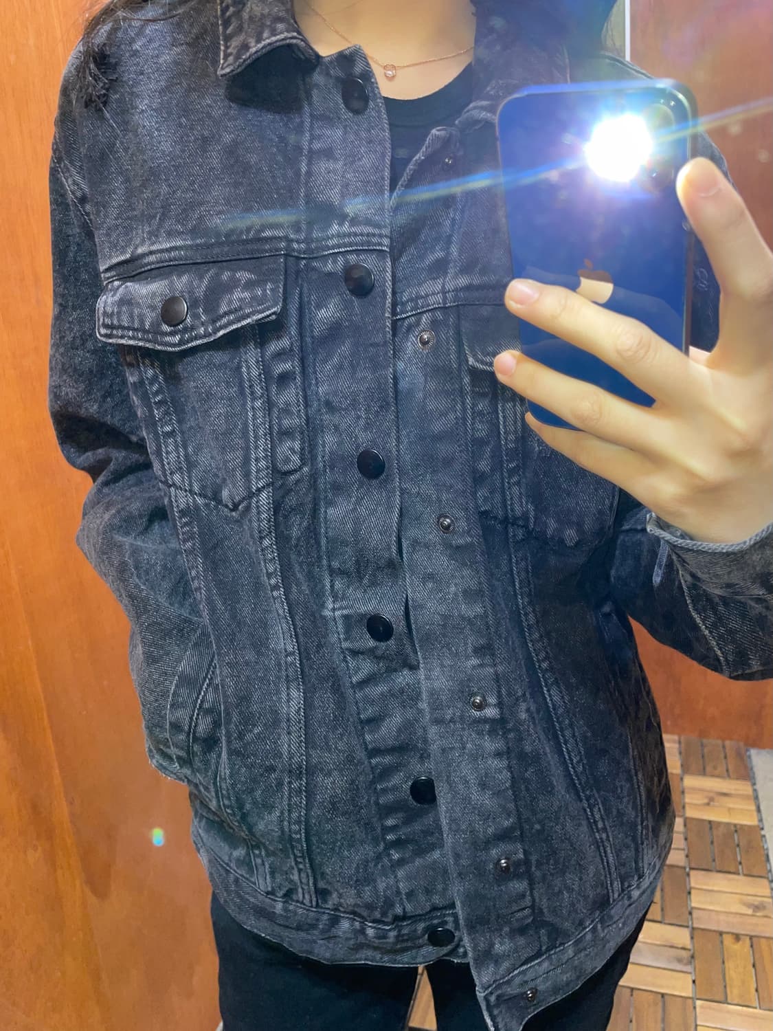 (M) Forever 21 빈티지 블랙 데님 자켓 상품이미지3