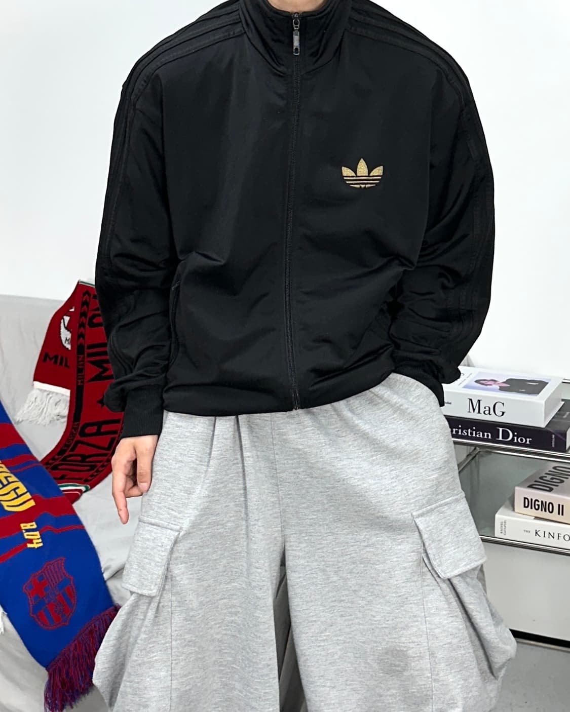 아디다스 구파이어버드 블랙 골드 트랙탑 져지 XL 상품이미지2