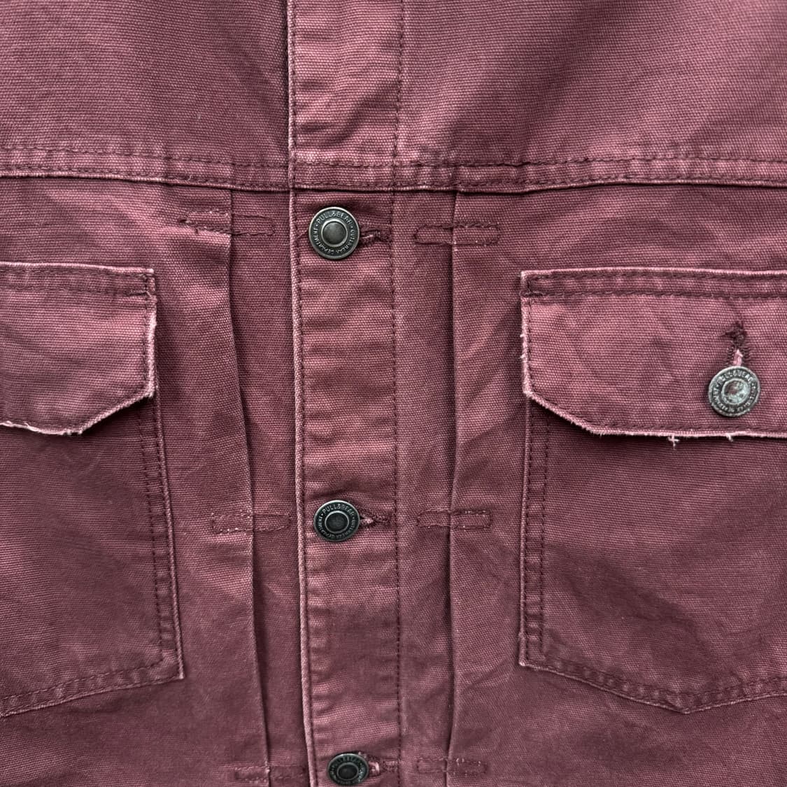 USA VINTAGE 데님 트러커자켓 전면 투포켓 포인트 버건디 상품이미지5