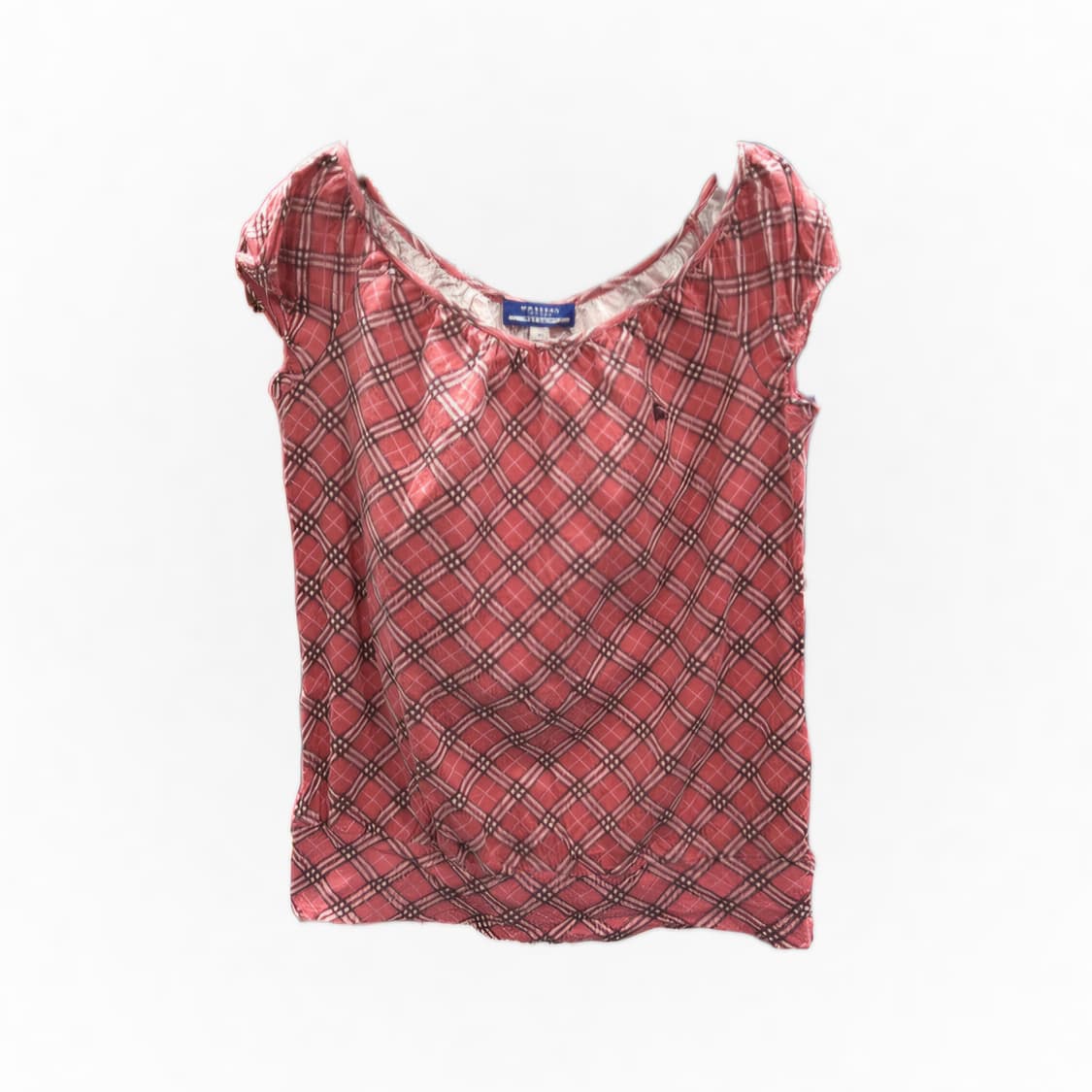 버버리 블루 라벨 핑크 노바 체크 셔링 소매 블라우스 38 상품이미지1