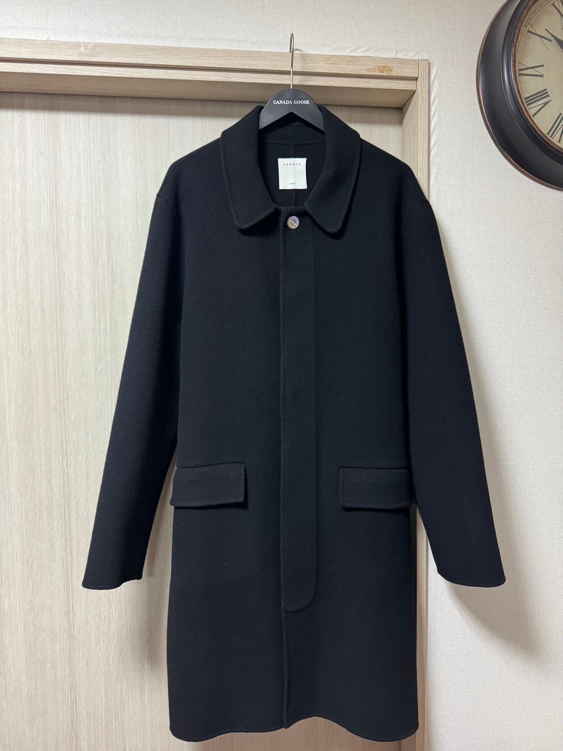 산드로 남성 벨티드 발마칸 코트 블랙  상품이미지1