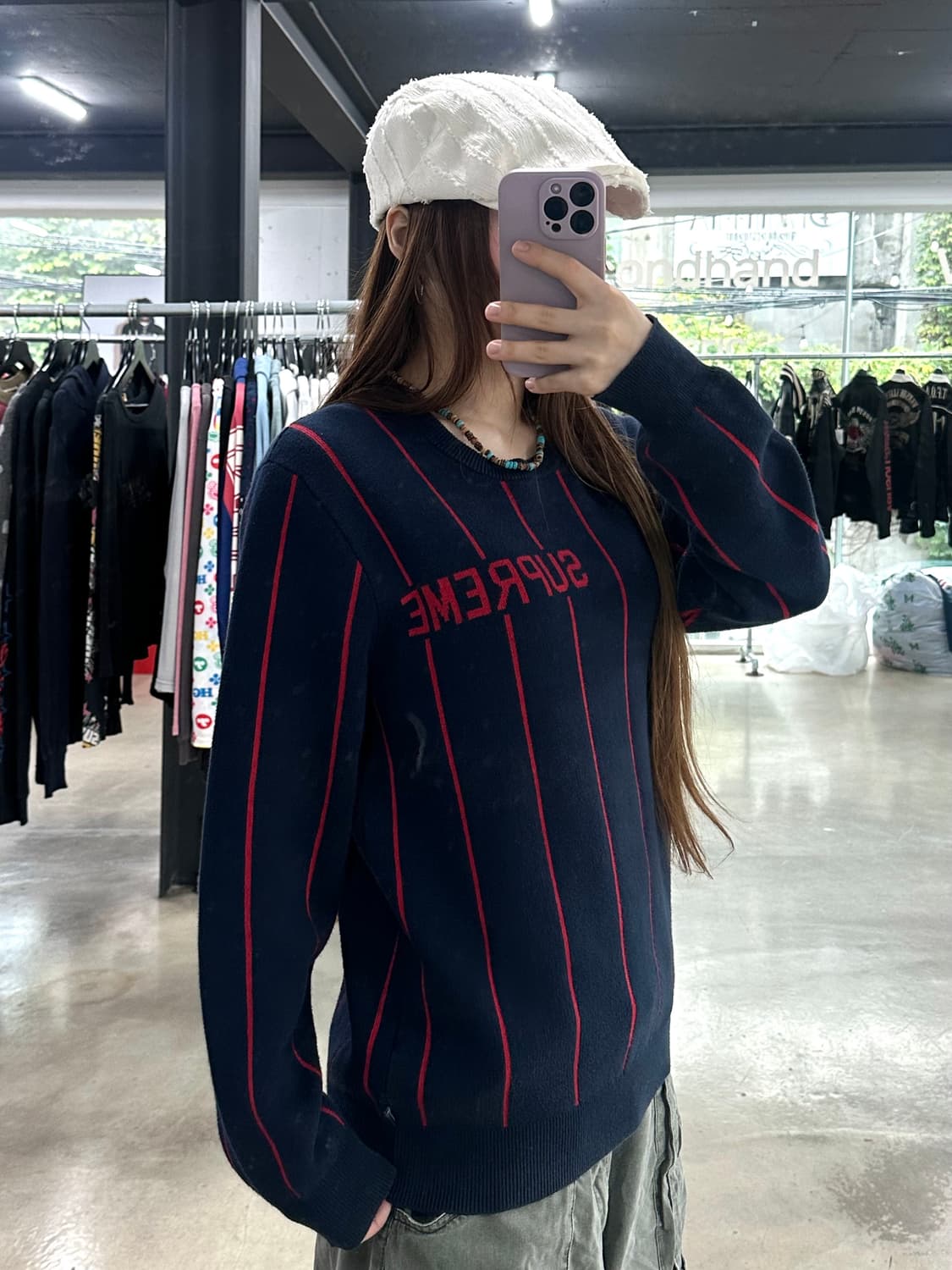 슈프림 13AW 크루넥 와이드 핀스트라이프 스웨터 상품이미지3