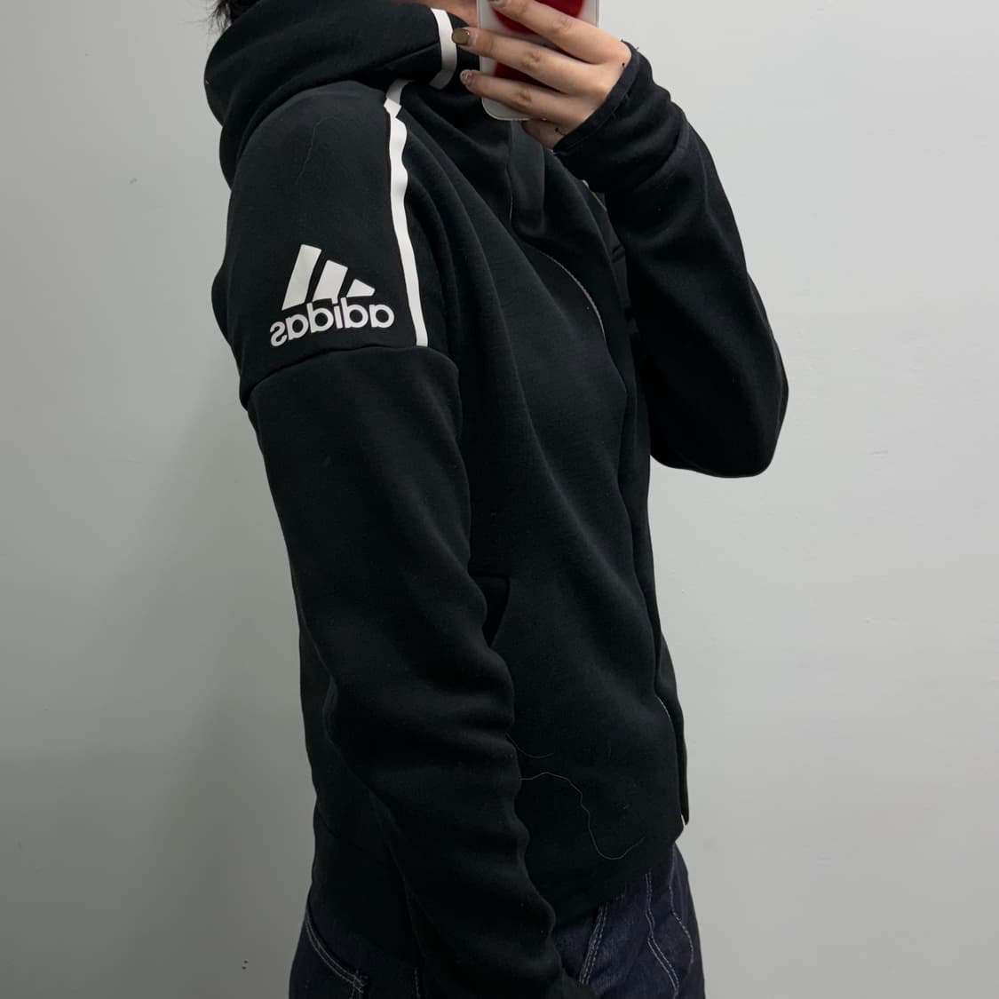 [M] 아디다스 블랙 후드집업 상품이미지2