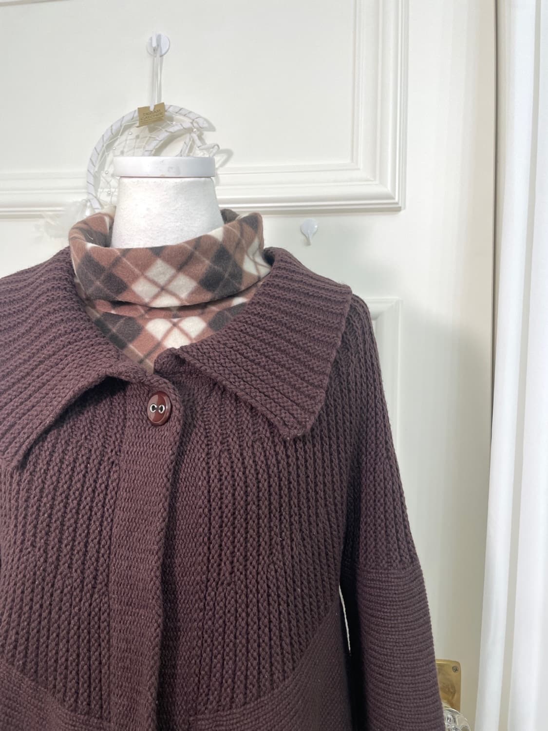 cool brown collar one button cardigan 상품이미지8