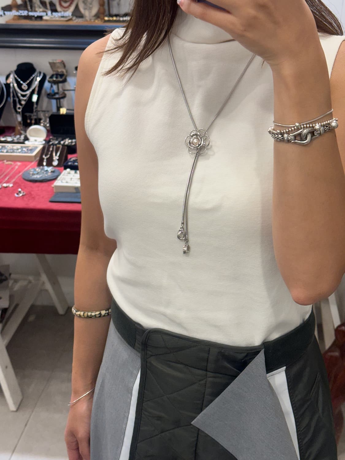 Vintage pearl bolo tie 상품이미지7