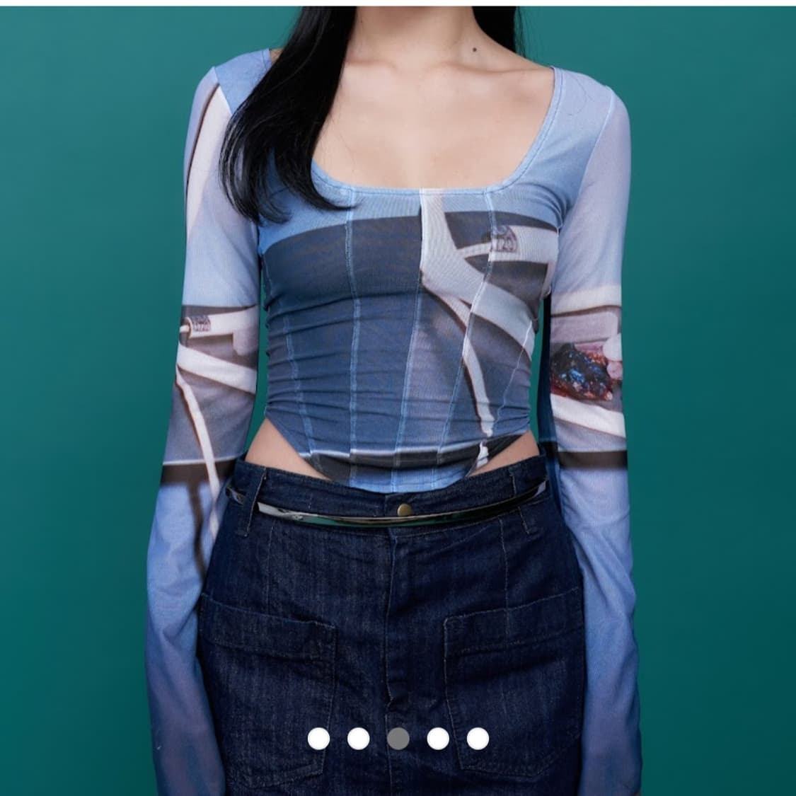 디와이도샵 Gem stone Mesh corset long sleeves 상품이미지3