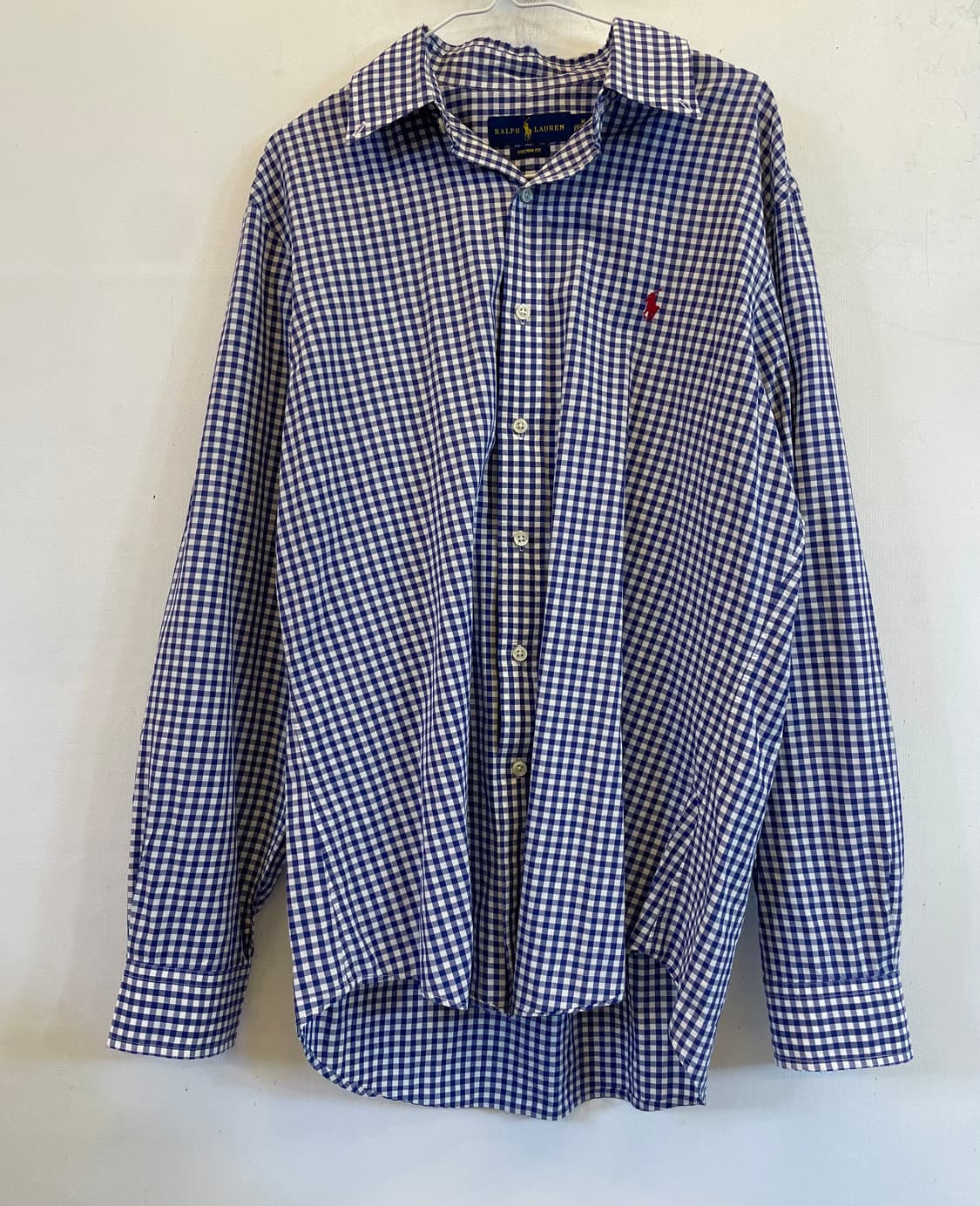 폴로랄프로렌 깅엄체크남방 폴로체크셔츠m (드라이완료) 면남방 면100% 상품이미지1