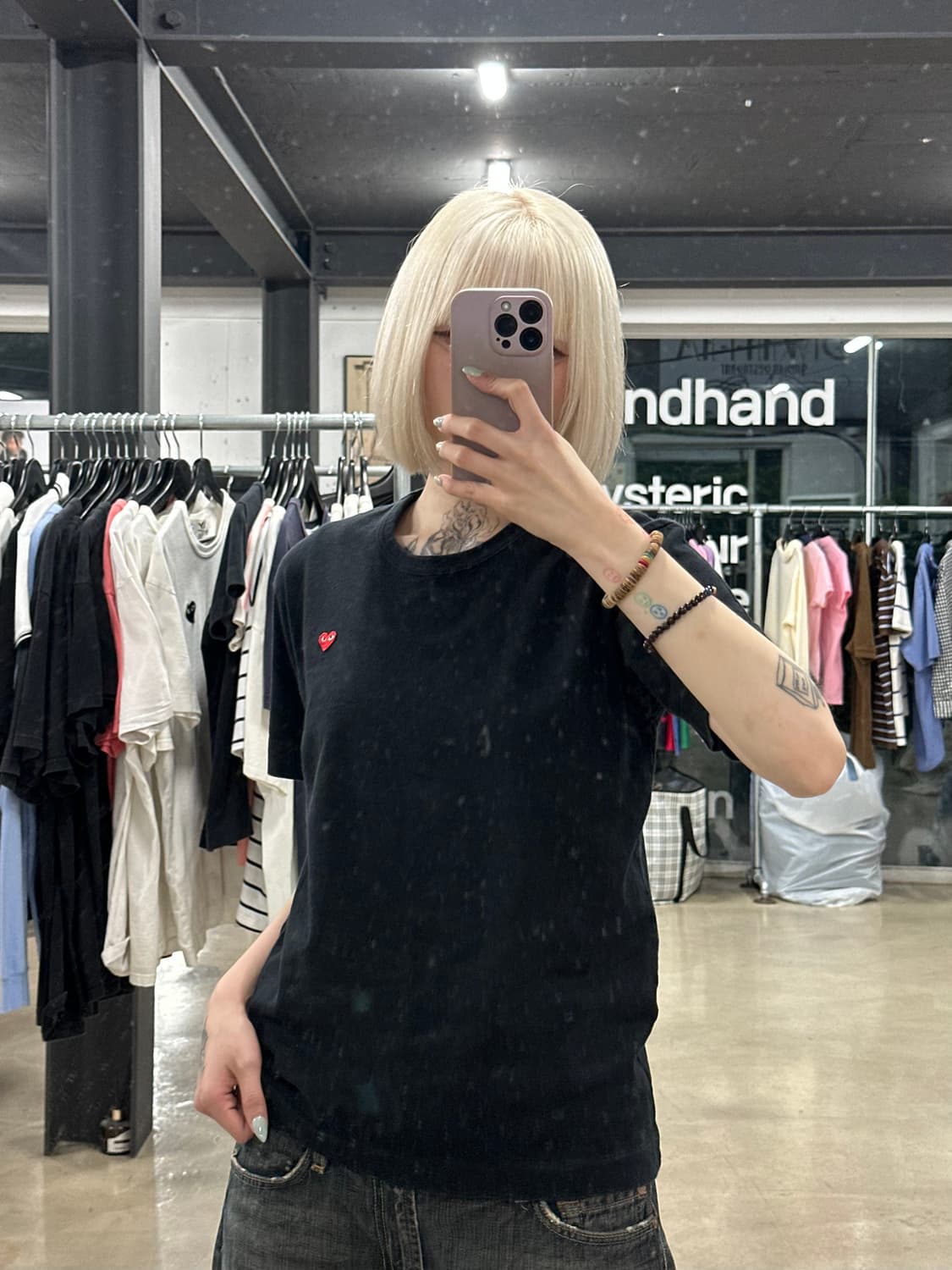 꼼데가르송 PLAY 레드 하트 블랙 반팔 티셔츠 상품이미지1