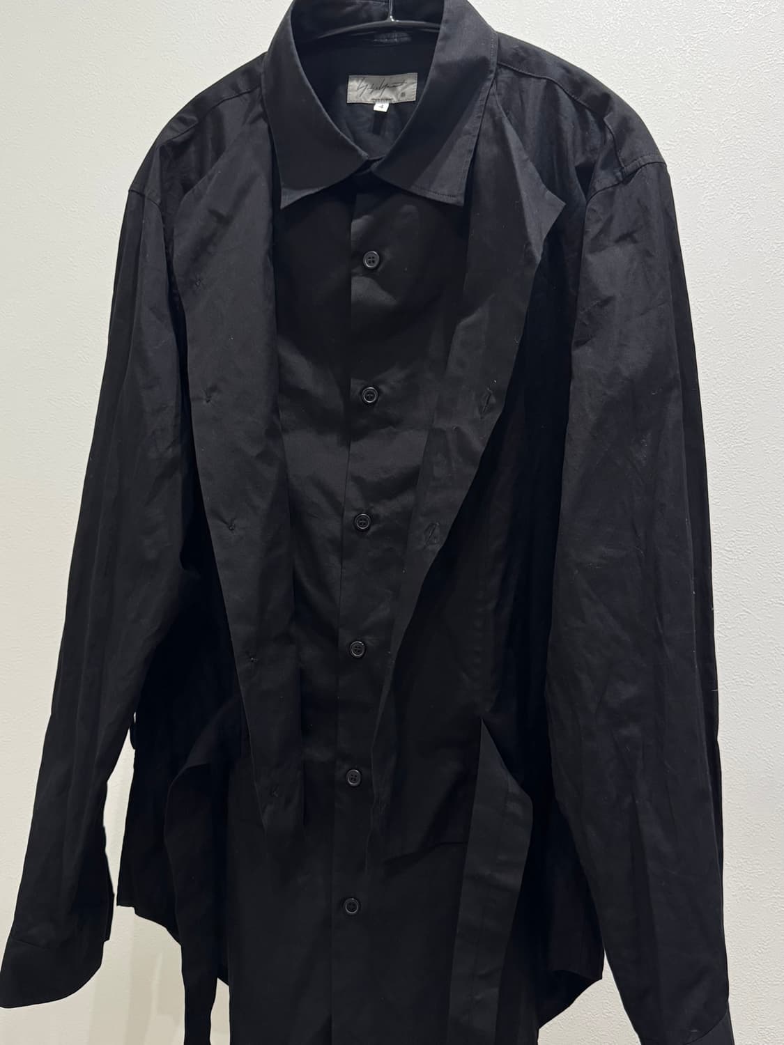 요지야마모토 뿌르옴므 19aw 레이어드 벨티드 롱 셔츠 상품이미지4