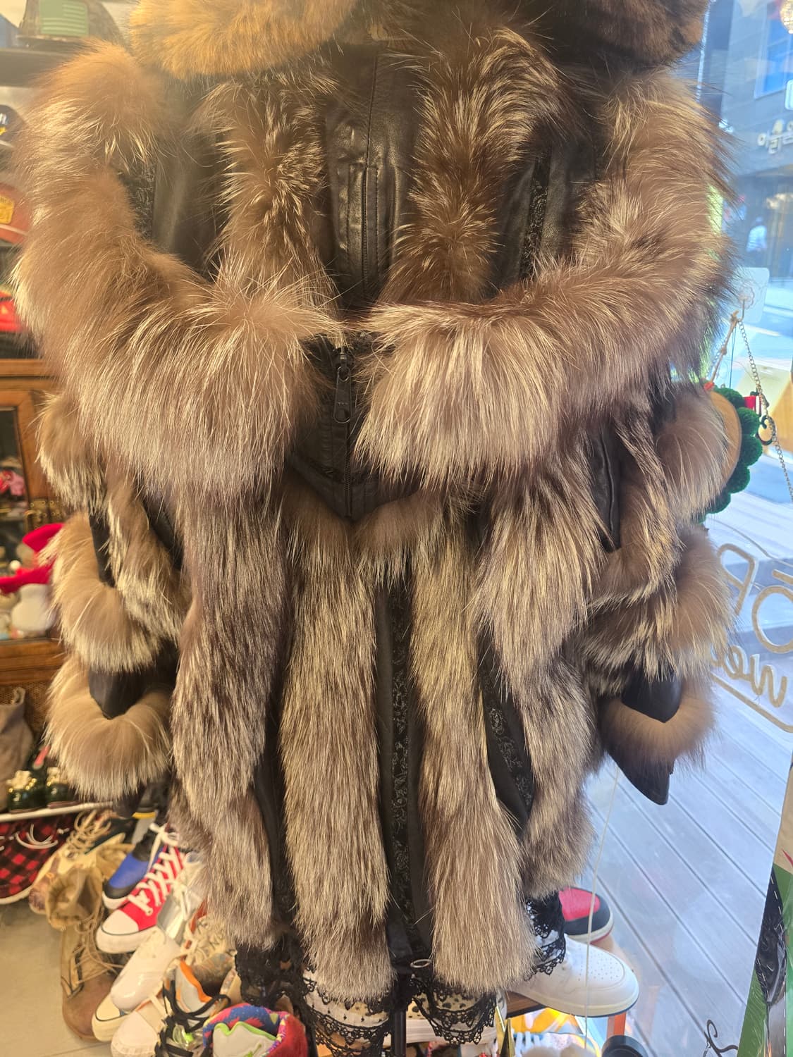 TP. DOTHILLEN 시카폭스 퍼 후드 가죽코트 상품이미지9