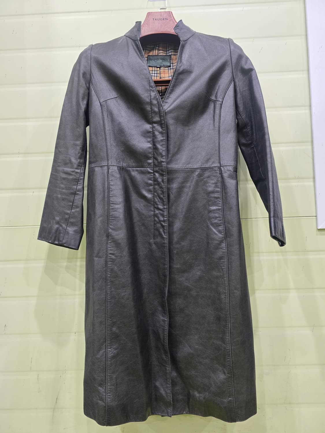 RAPISARDI 체크 안감 소가죽 코트 S 상품이미지10