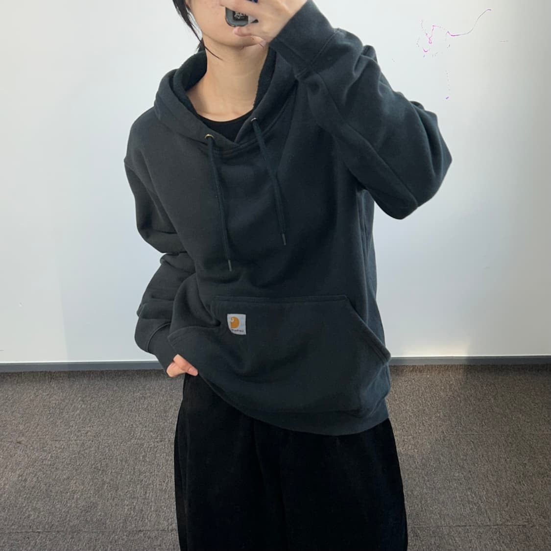 Carhartt 칼하트 오리지날 핏 블랙 후드티 상품이미지3