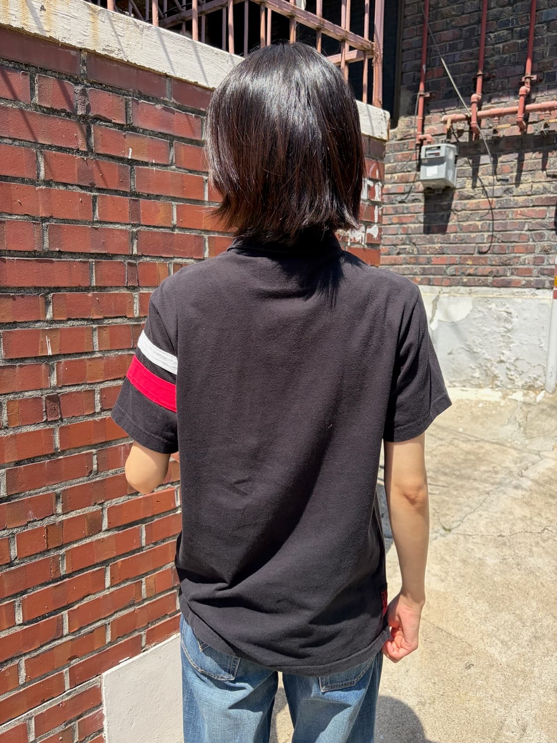 Evisu 오버로크 52 배색 반팔 카라셔츠 M 상품이미지4