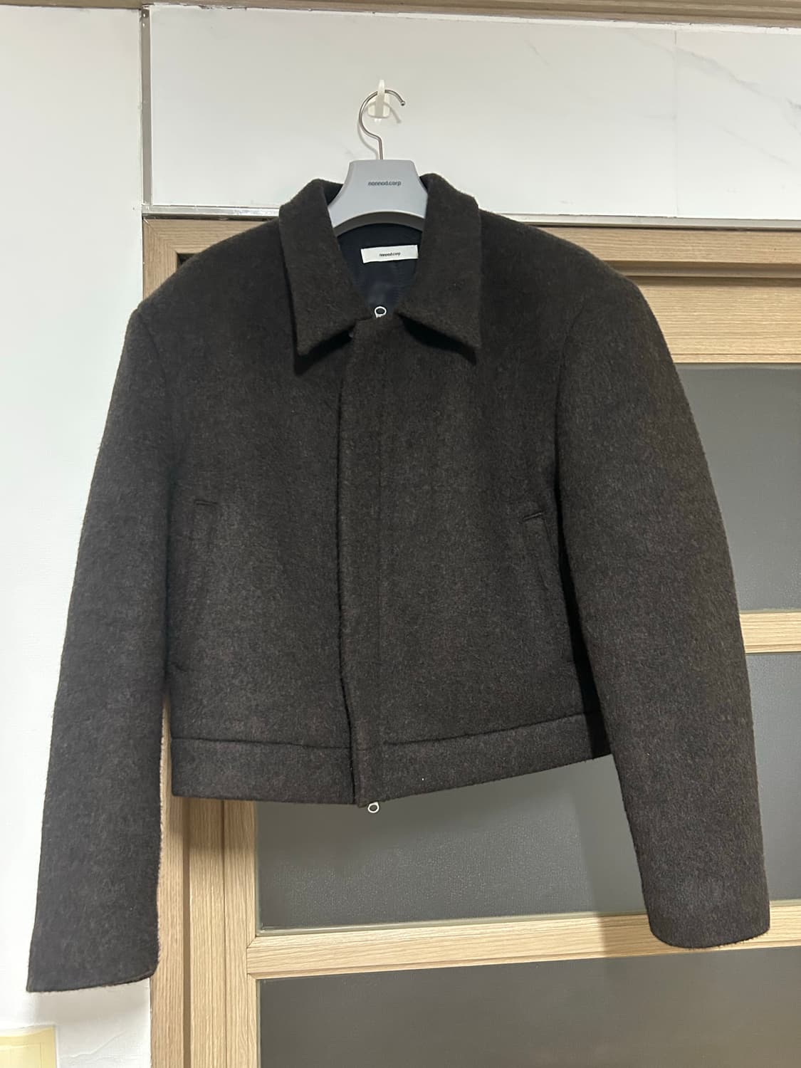 OS) 논노드 울 크롭 자켓 브라운 상품이미지2