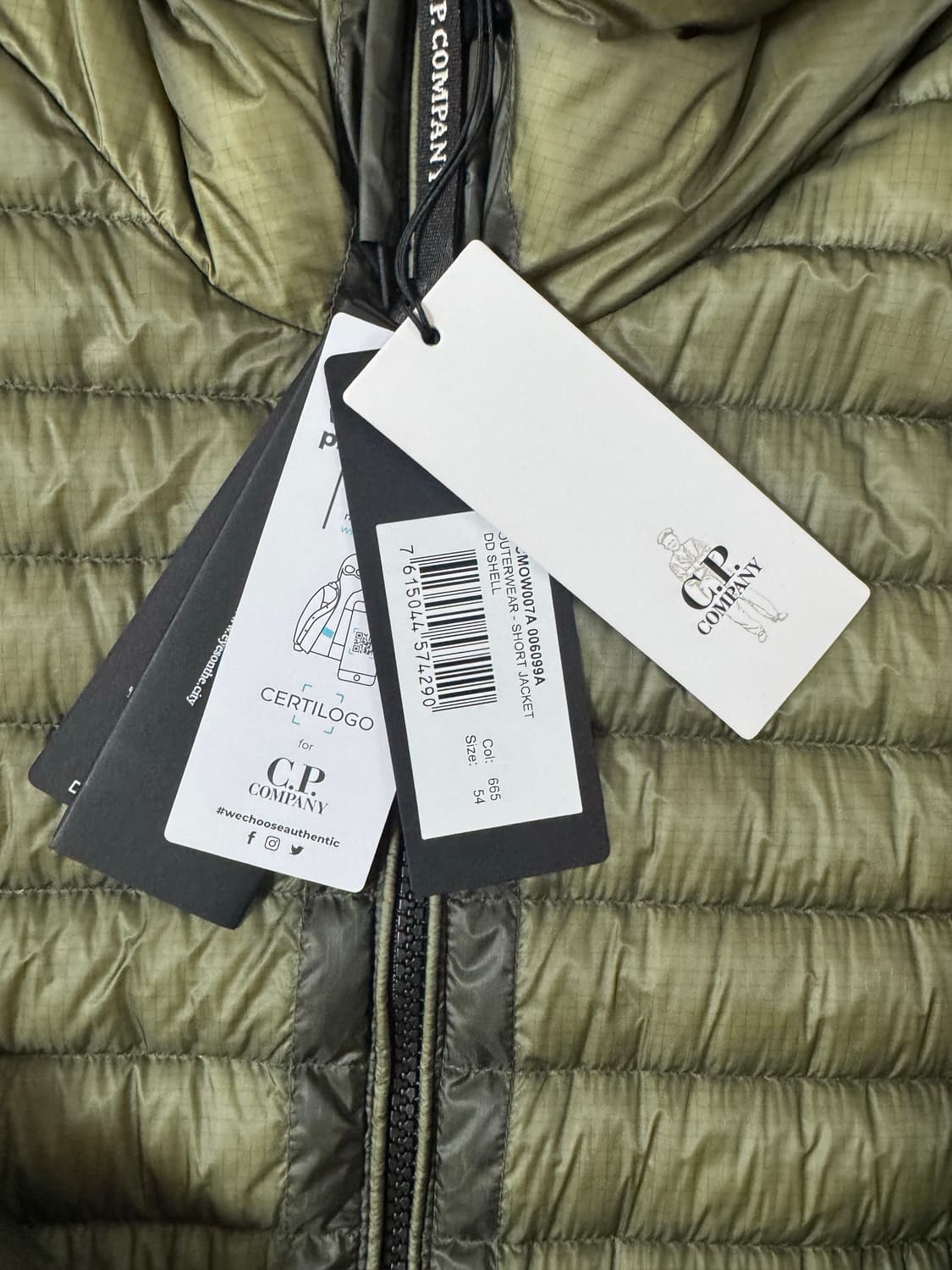 54사이즈 CP컴퍼니 디디쉘 경량 고글 패딩 점퍼 카키 상품이미지2