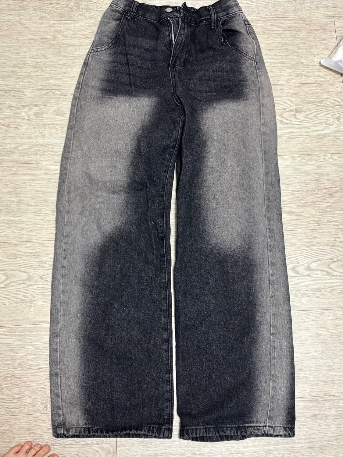 사이드 블러 워싱 와이드 데님 팬츠 상품이미지2